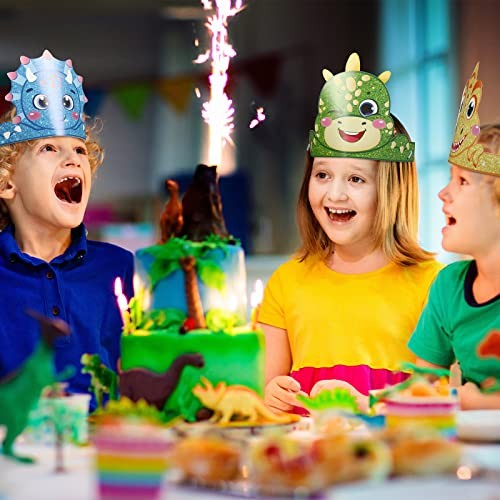 Leinuosen 32 Packs Dinosaur Party Hats for Kids Paper Headbands Dinosaur for