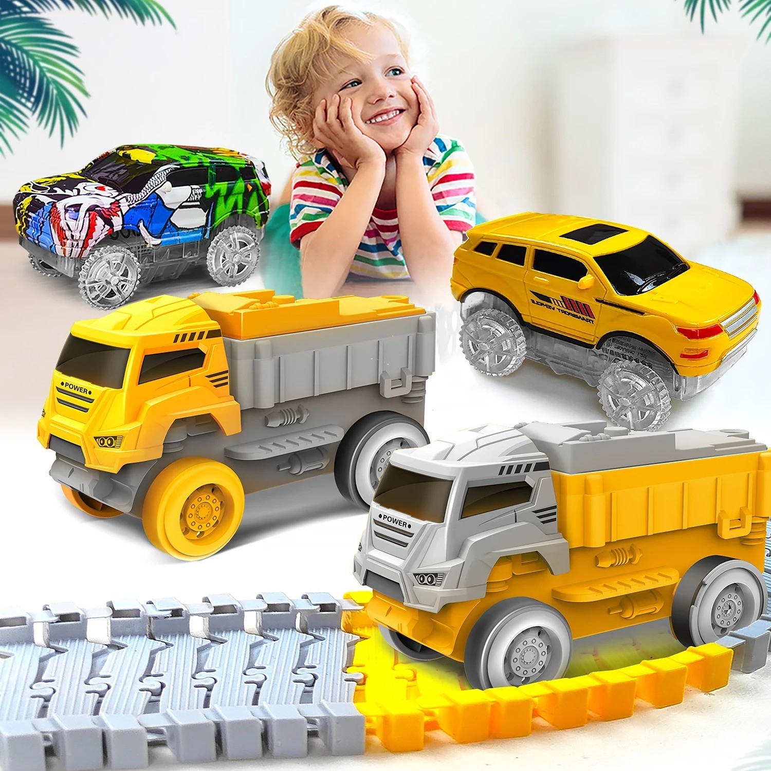 Kids Electric Flexible Track Toy Car Engineering Train Educational Birthday Gift