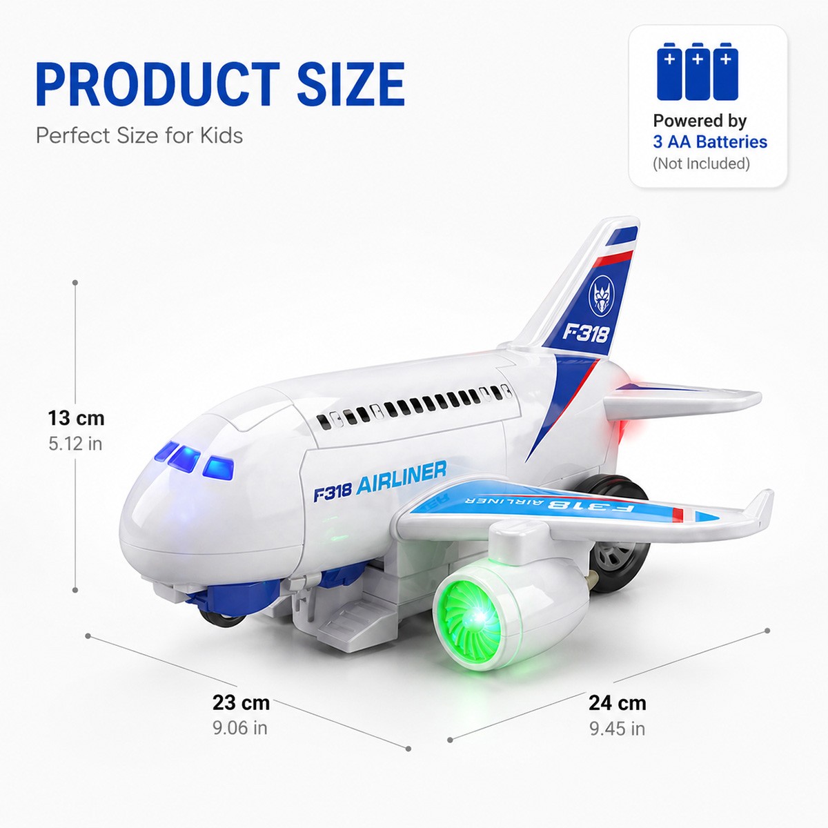 Transforming Robot Airplane Toy with Lights & Music, Aircraft Convertible