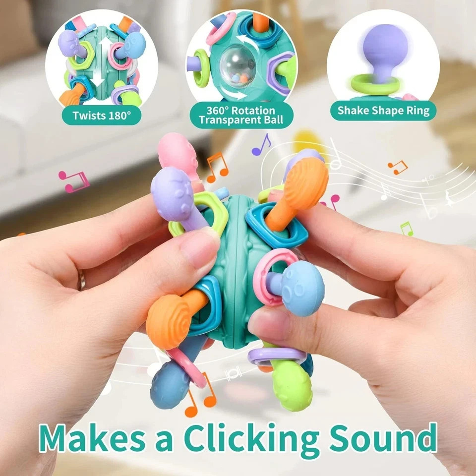 Baby Sensory Toys For 0-6-12 Months Food Grade Teething Toy Gift For Boys Girl