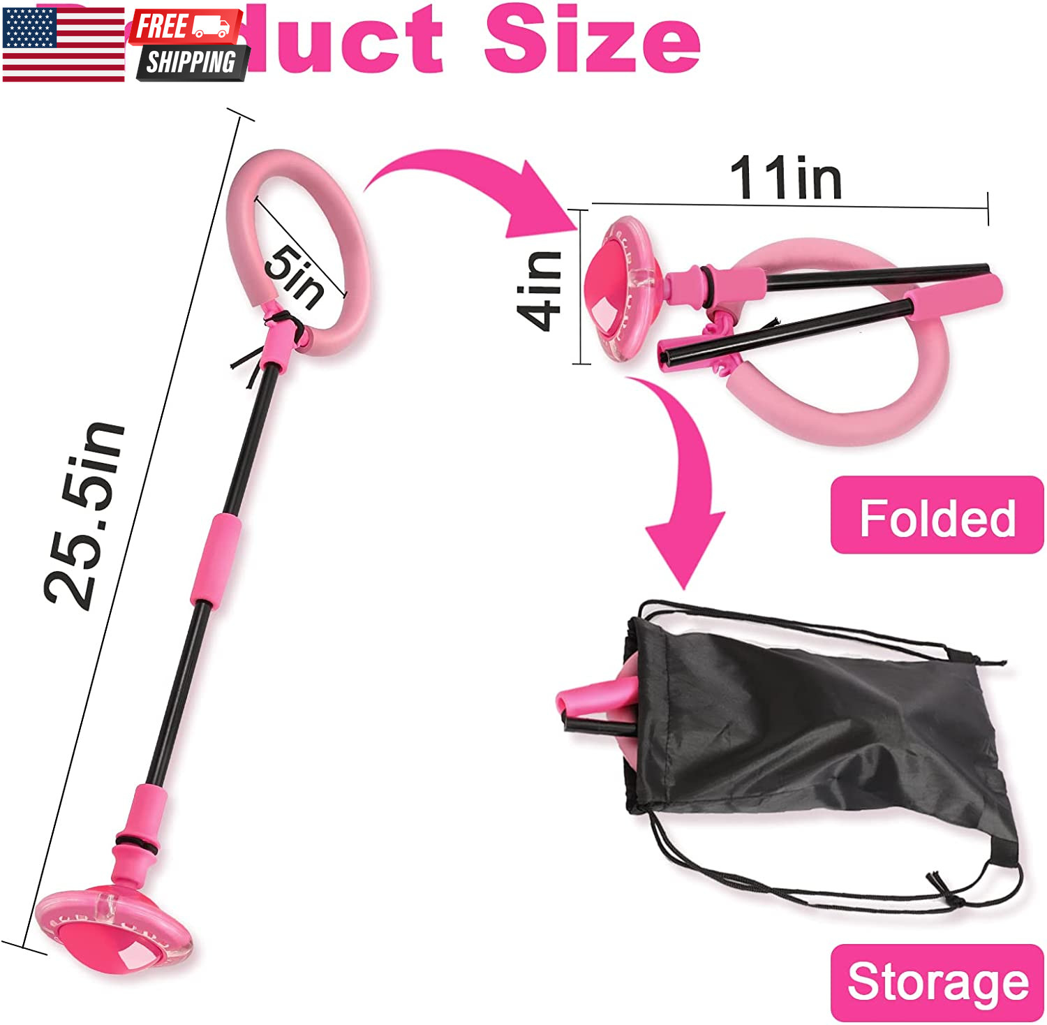 Skip Ball, Portable Foldable Colorful Flash Wheel Swing Ball, Kids Toys for Girl
