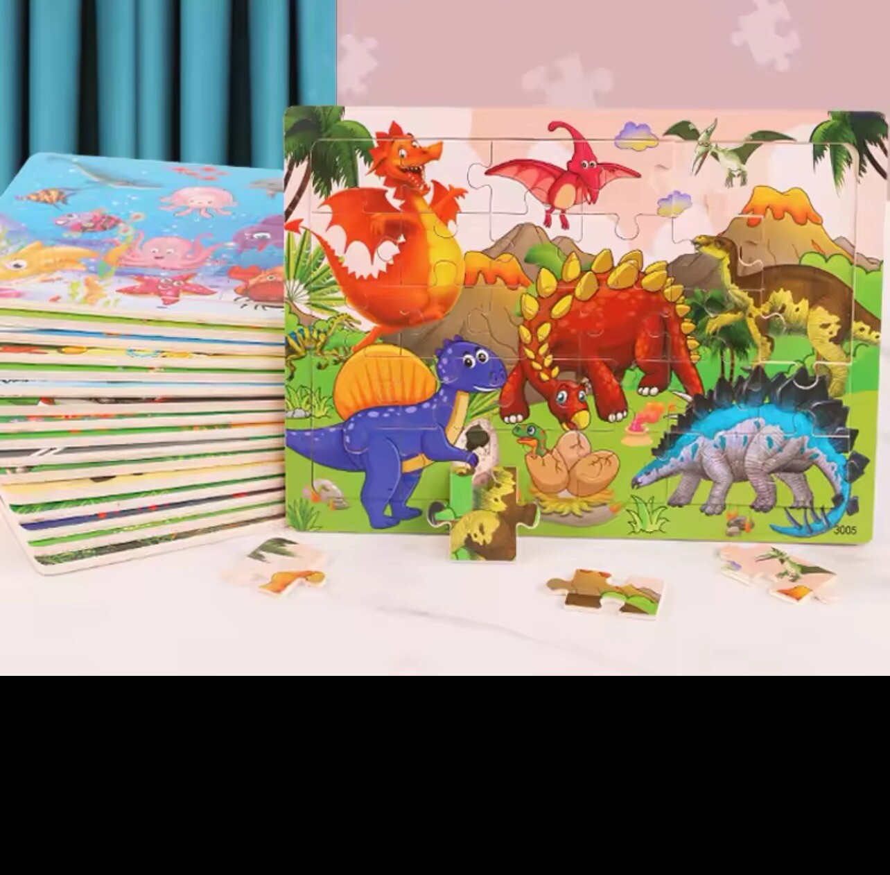 30 Pcs Children Wooden Puzzle Cartoon Vehicle Animal Learning Kids 3-7 Years