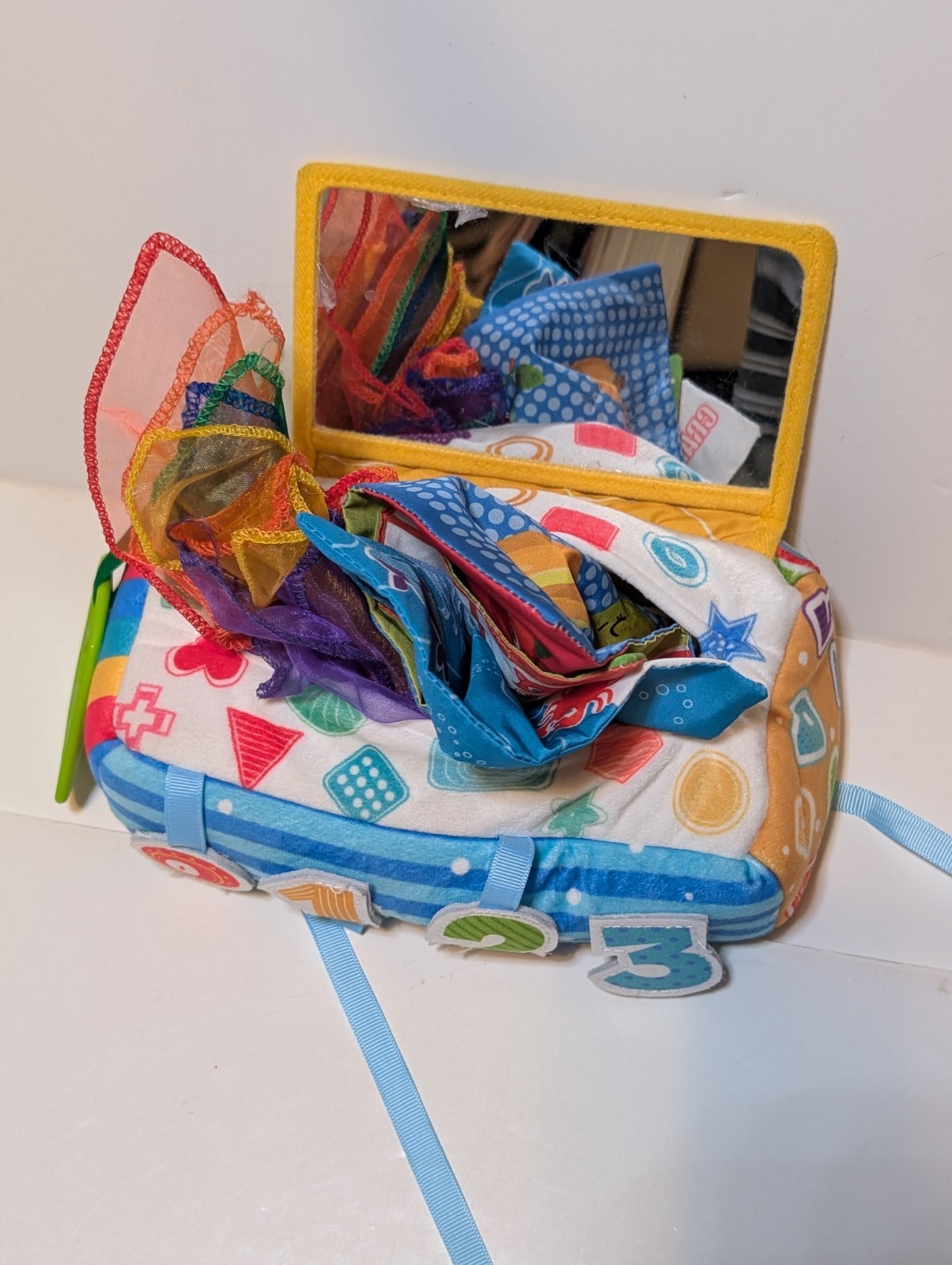Baby Tissue Box Rainbow Tissues Play Paper Crinkle Sensory Teether Mirror
