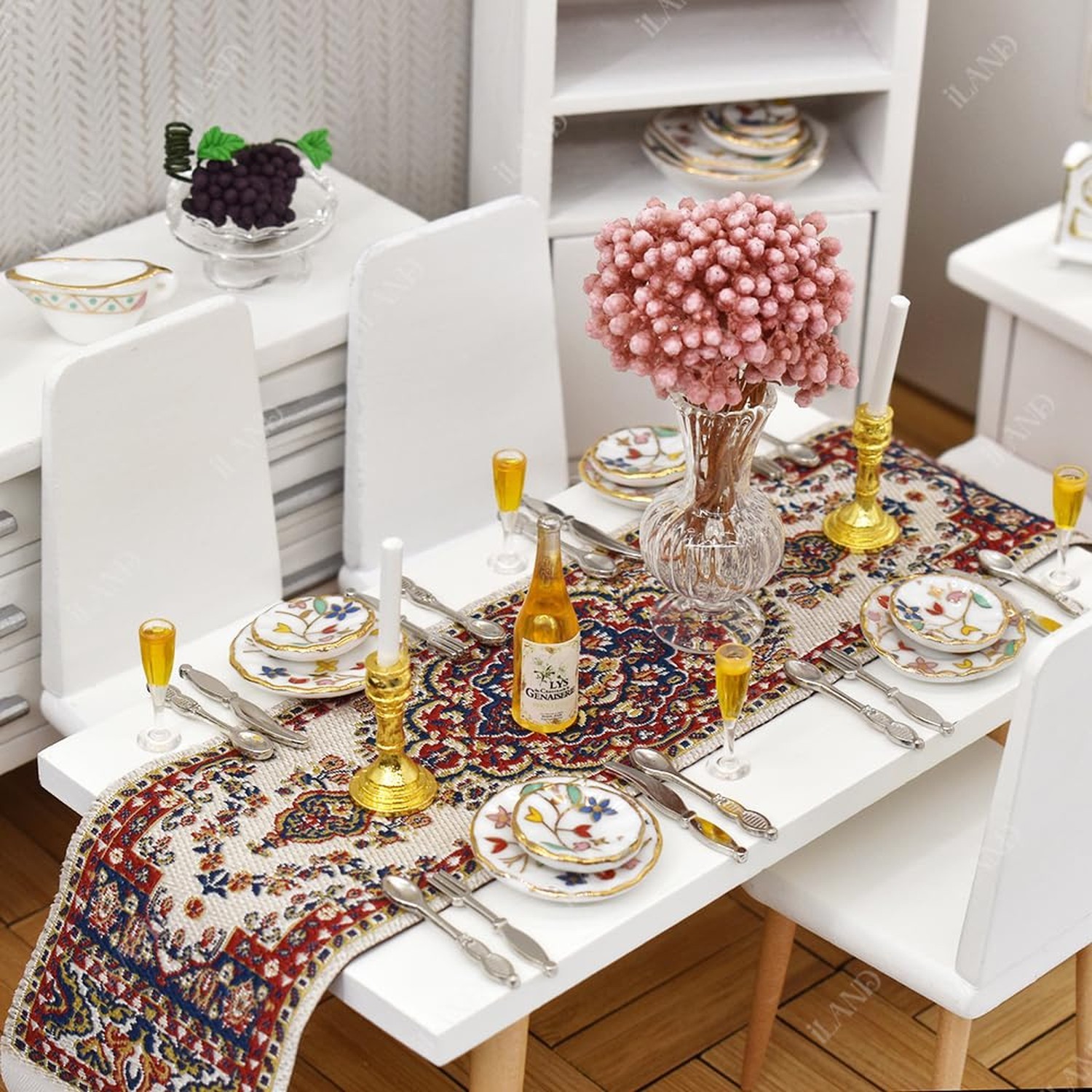 iLAND Dollhouse Furniture on 1/12 Scale of Dining-Room, Wooden Doll House Fur…