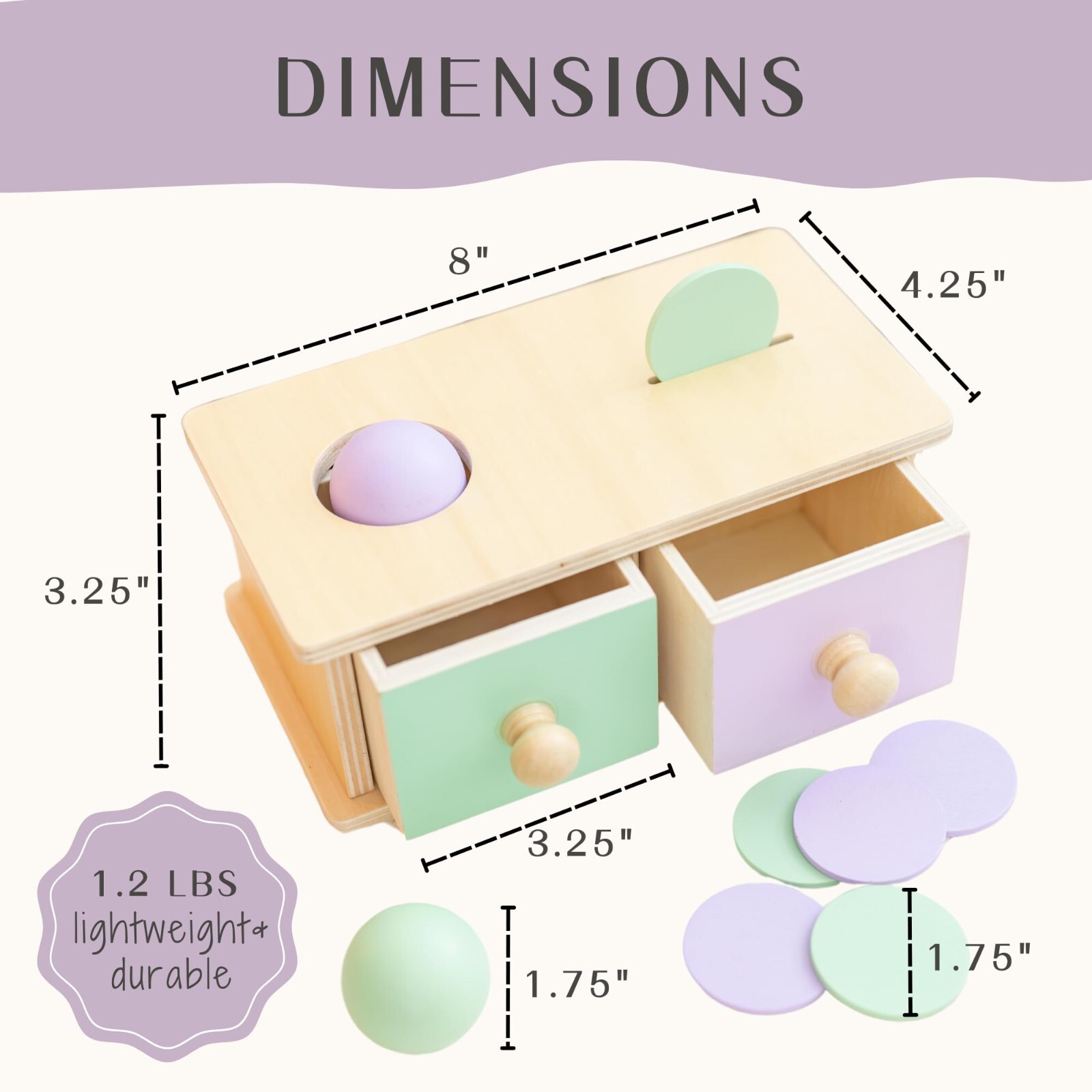 Montessori Wooden Shape Sorter Toy for 1-3 Year Old with Object Permanence Focus