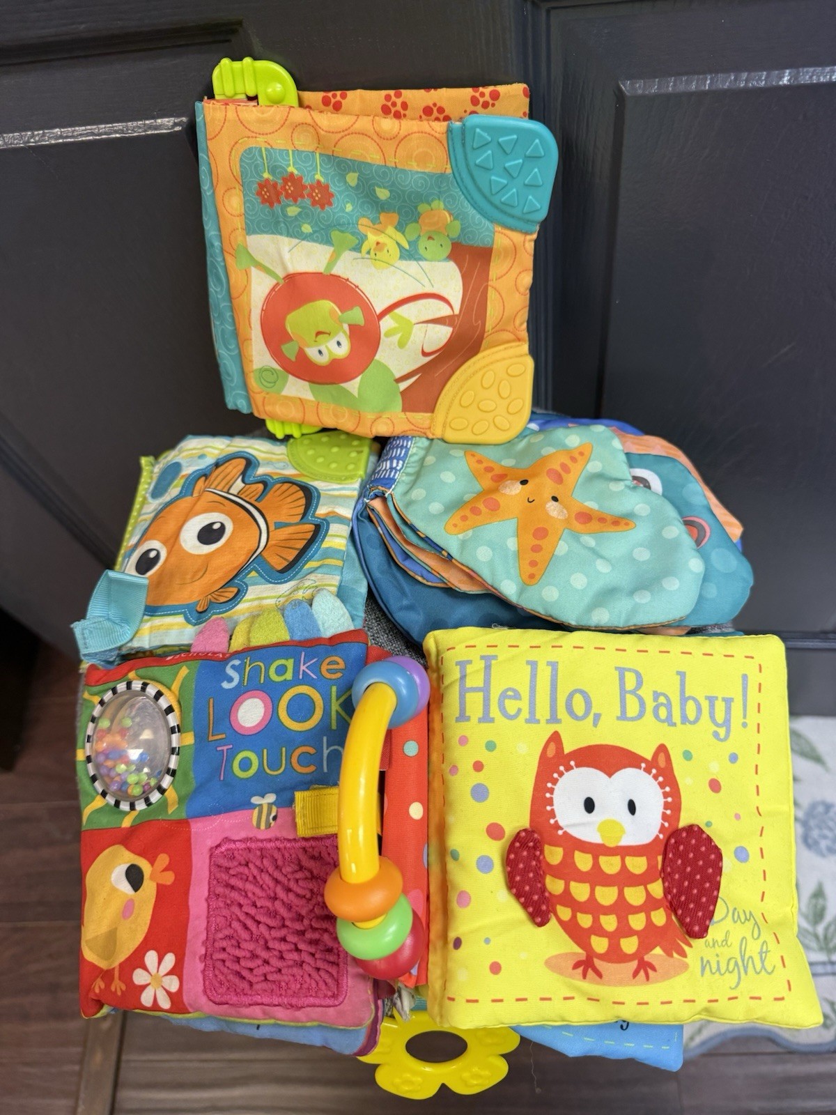 Mixed Brand Lot of 5 Soft Books Plush Stuffed Animal Baby Toy Crinkle Sensory