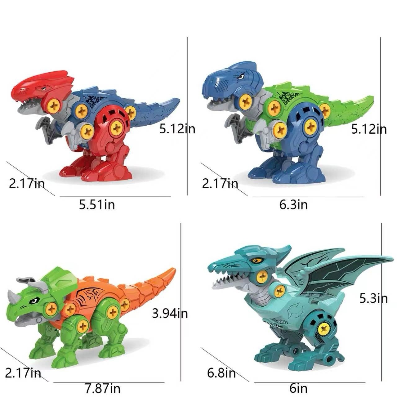 Silvvi Kids Dinosaur Take Apart Building Toy Electric Drill Set Ages 4-8