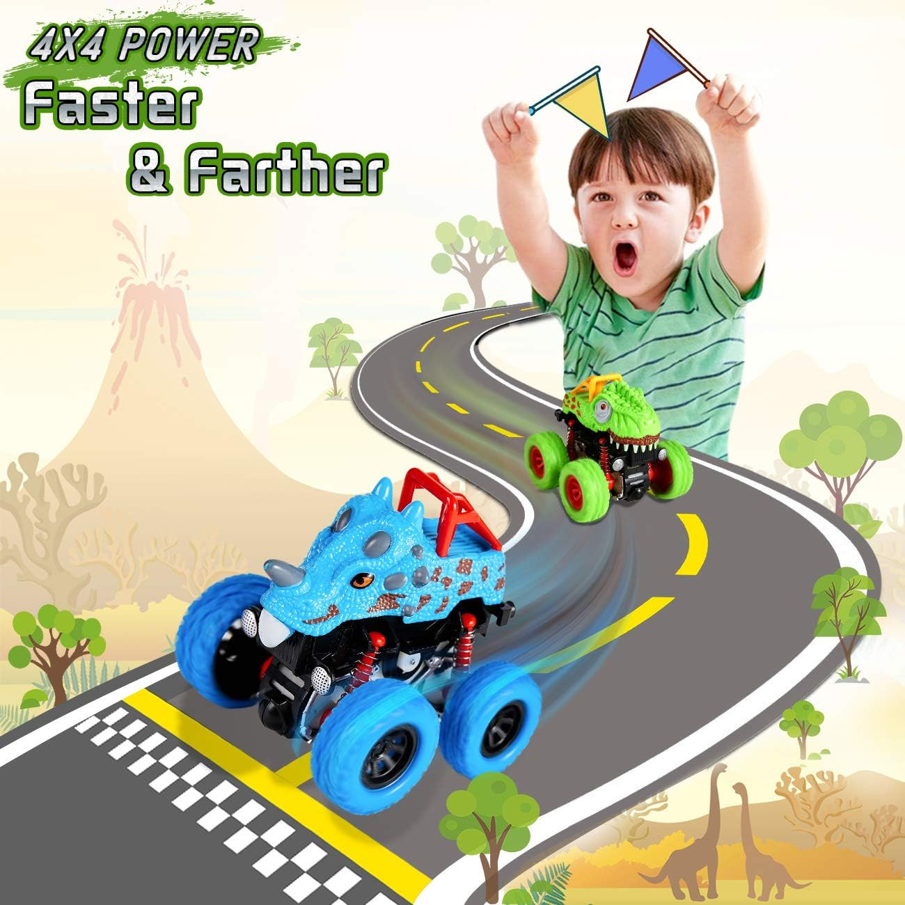 Dinosaur Toys for 2 3 4 5 Year Old Boys – Monster Truck Toys for Toddlers Boy…