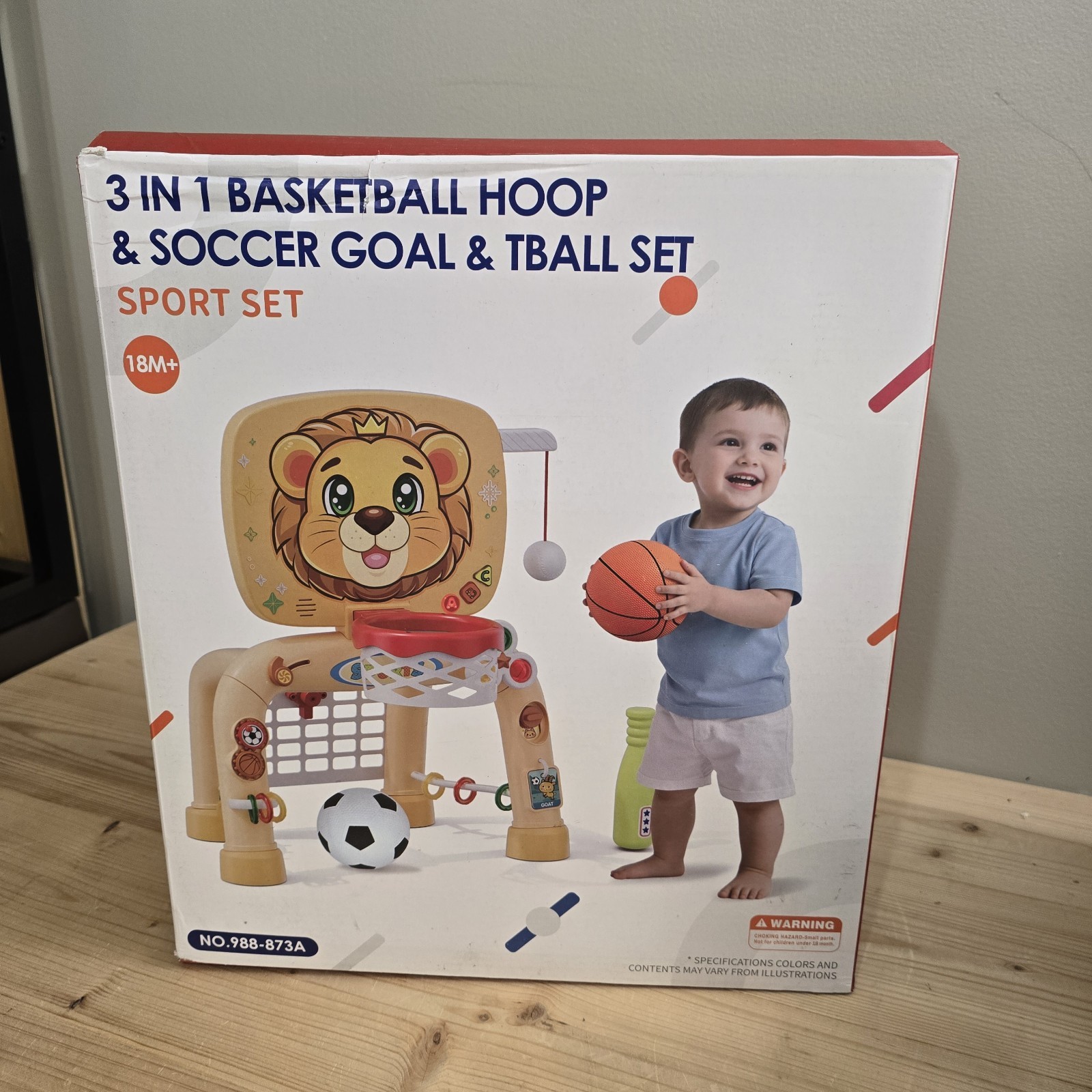 HYES Toddler Basketball Hoop Tball Set & Soccer Goal – Lion Sport Toys for 1…