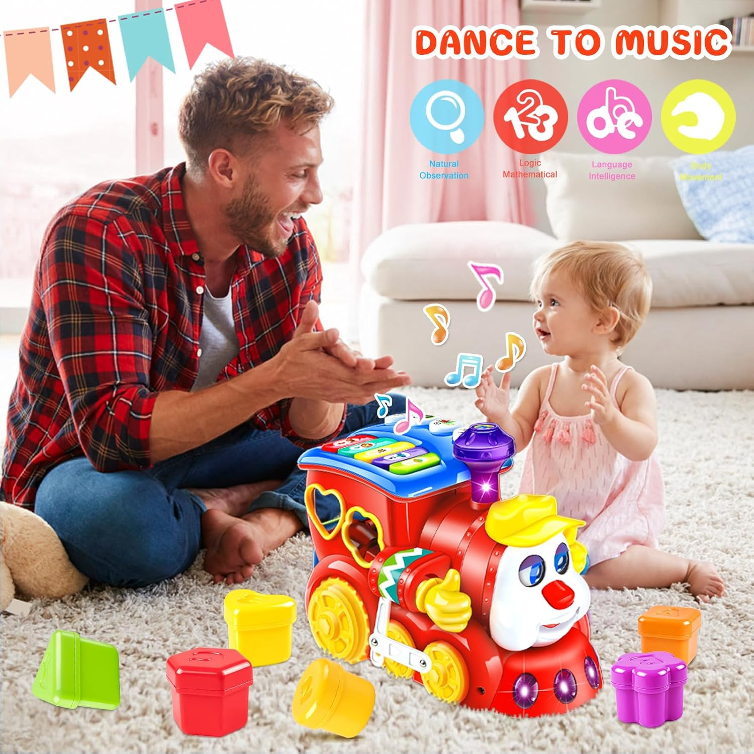 Baby Toys for 1 Year Old Boy Girl Gift Musical Train Baby Toys 6-12 12-18 Months