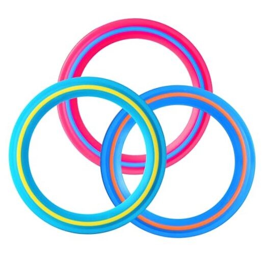 JEEFUD Flying Disc for Kids Adults 11 inch Flying 3pcs (Blue，pink&turquoise)