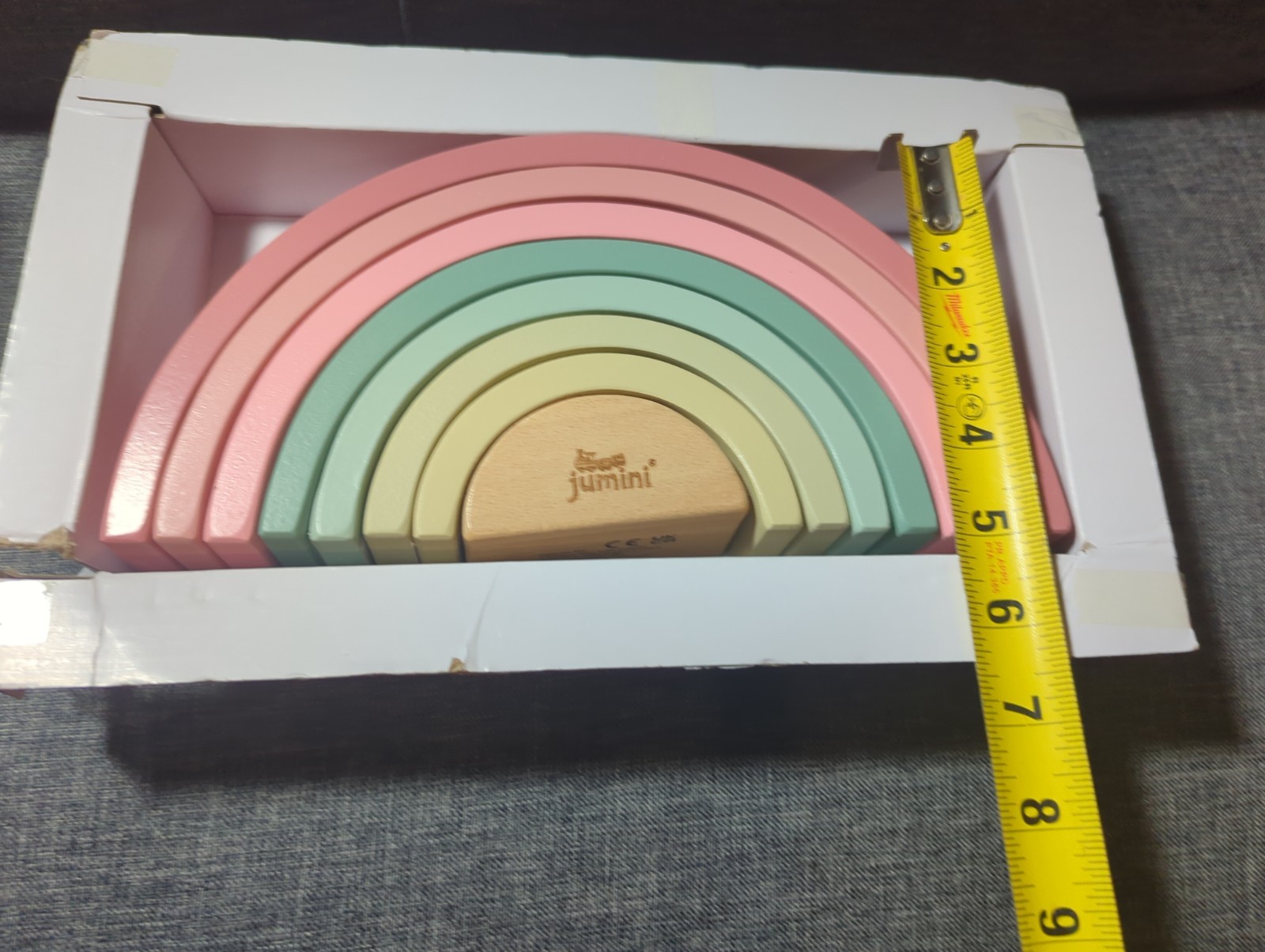 New Jumini Stacking Rainbow Retro Baby Toys Pastel Color Baby Natural Wood