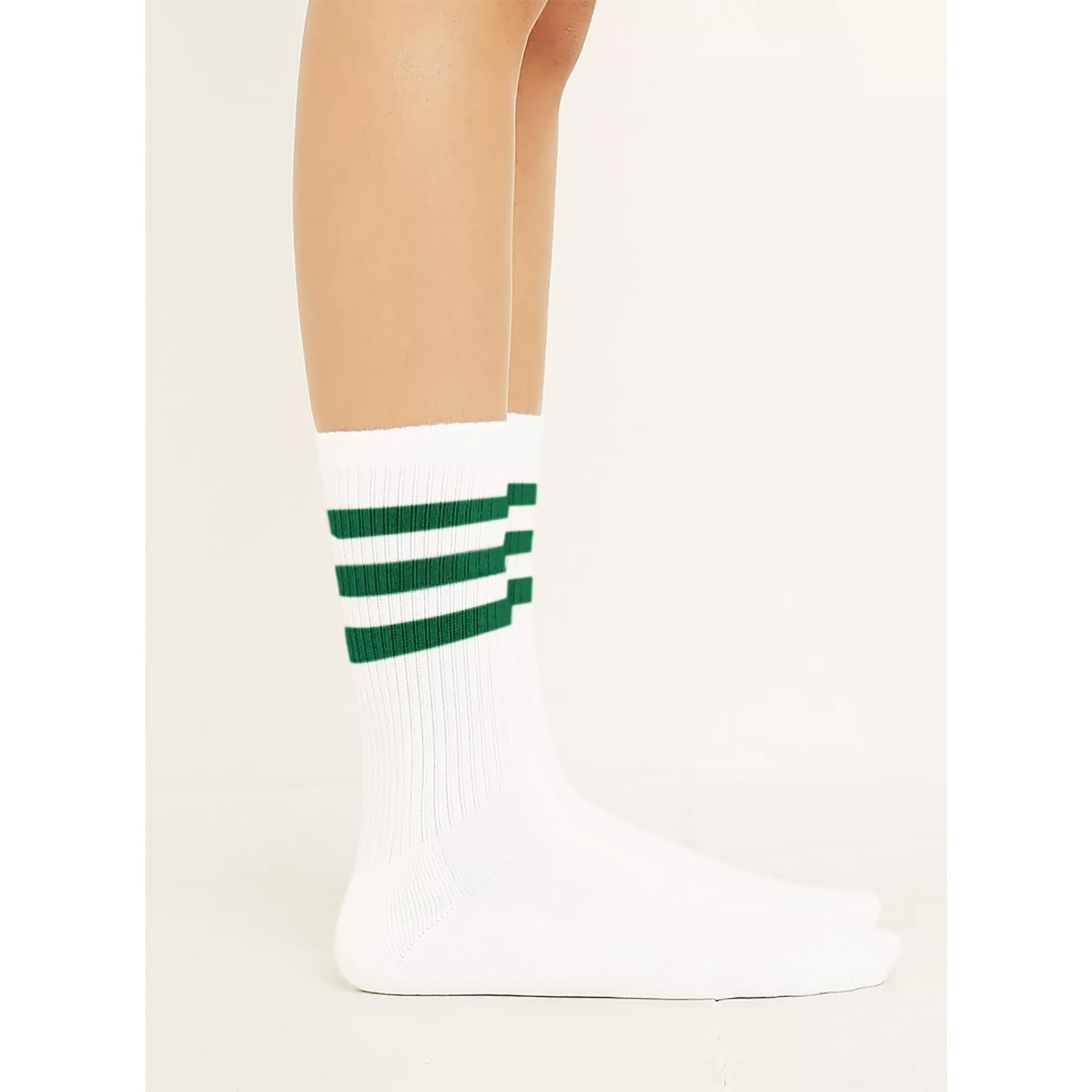 4 PAIRS Striped Crew Socks For Women Casual Cotton Novelty Retro Athltic Sock…