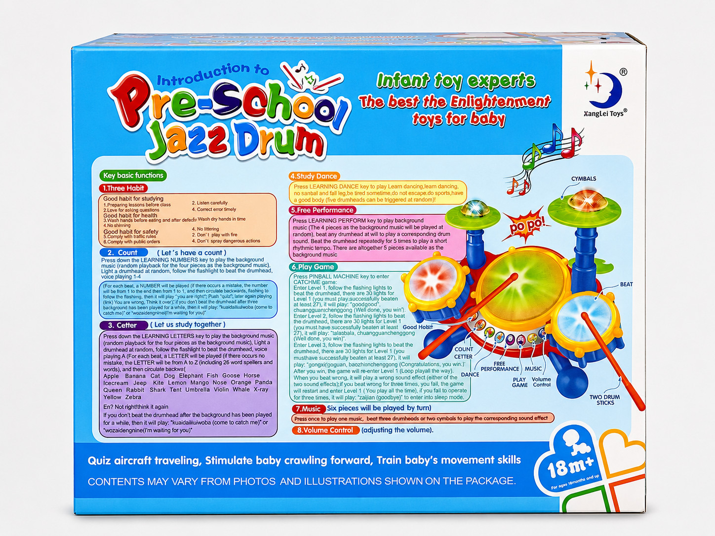 Educational Toys For 2 Year Old Baby Kids Toddlers Boy Girl Learning Drum Set