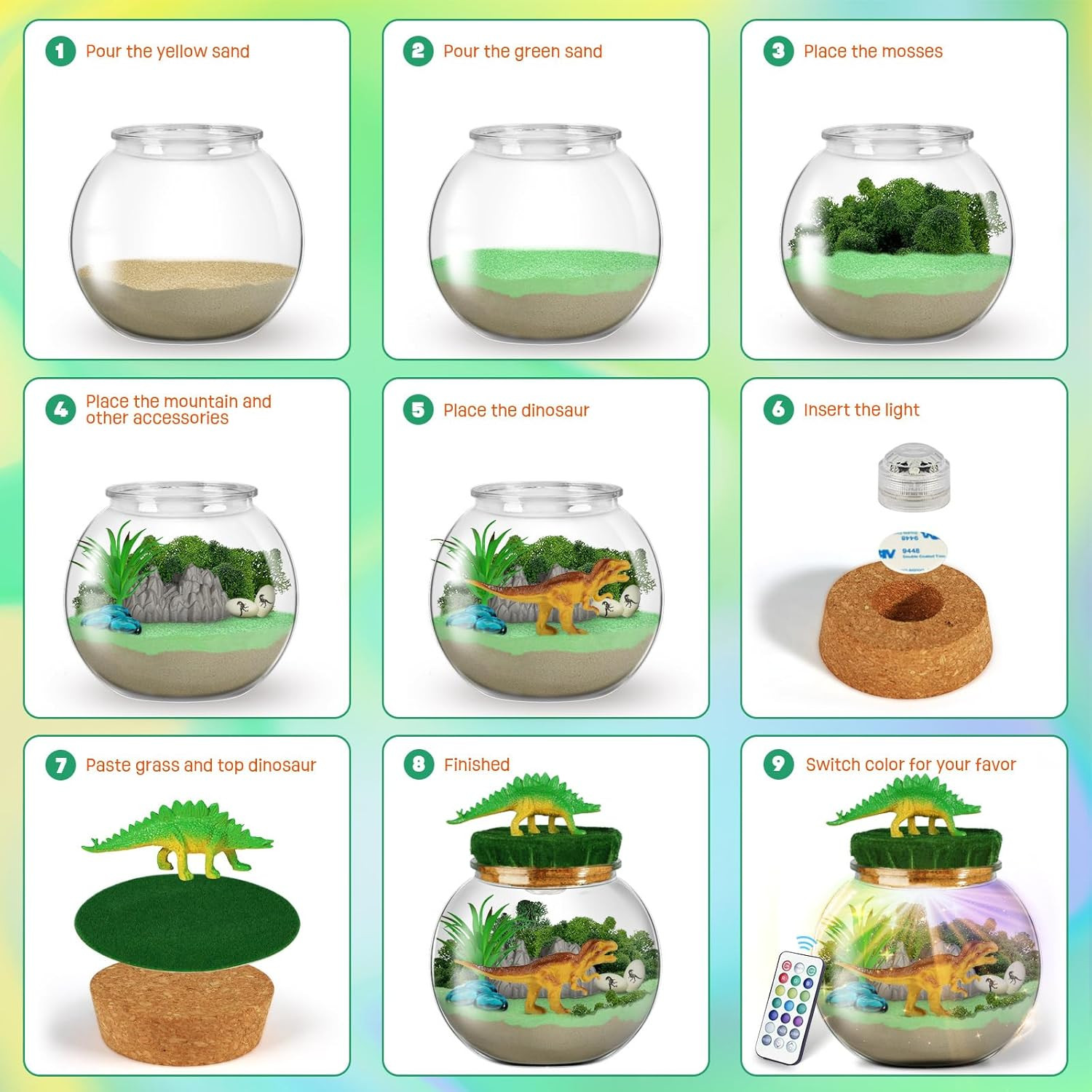 LAOESE Dinosaur Toys for Kids – Dinosaurs Terrarium Kit for Kids – Birthday Gift