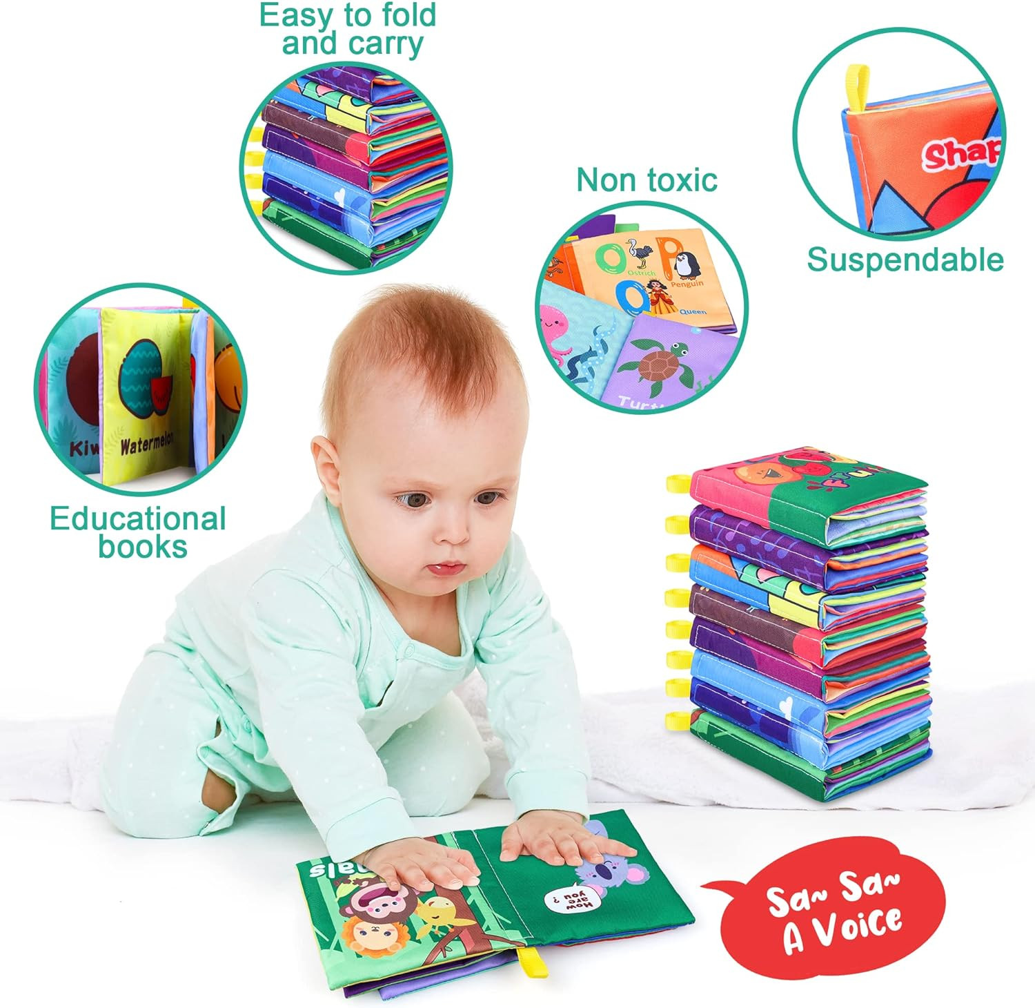 Baby Bath Books – Soft, Waterproof Cloth Books for Infants and Toddlers (Pack of