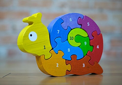 BeginAgain Number Snail Puzzle – Educational Wooden Number Puzzle – Kids 3 and
