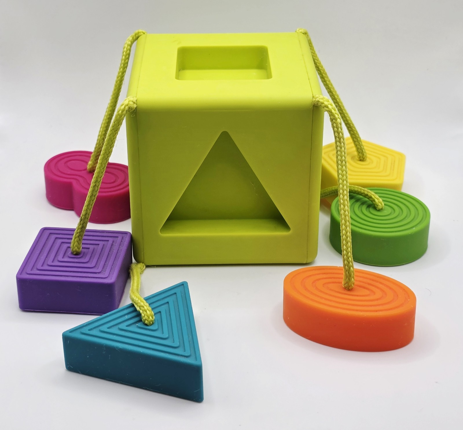 Oombee Cube Shape Sorter with Tethered Shapes for Early Learning Development