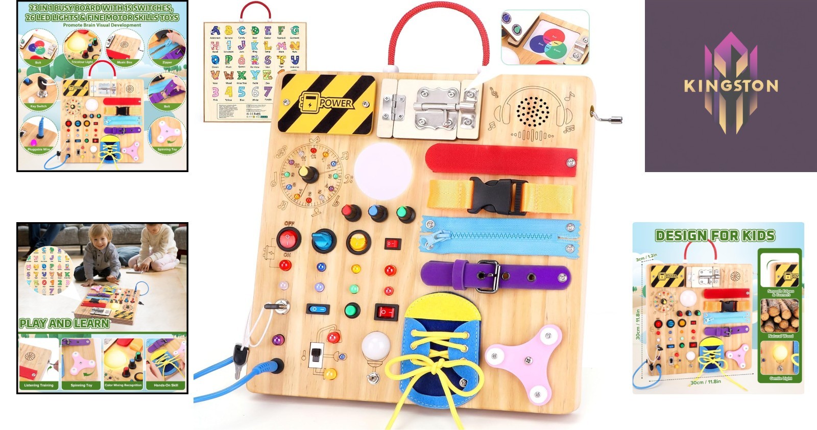 Engaging Montessori Busy Board for Ages 1-3 – Develop Skills with LED Lights