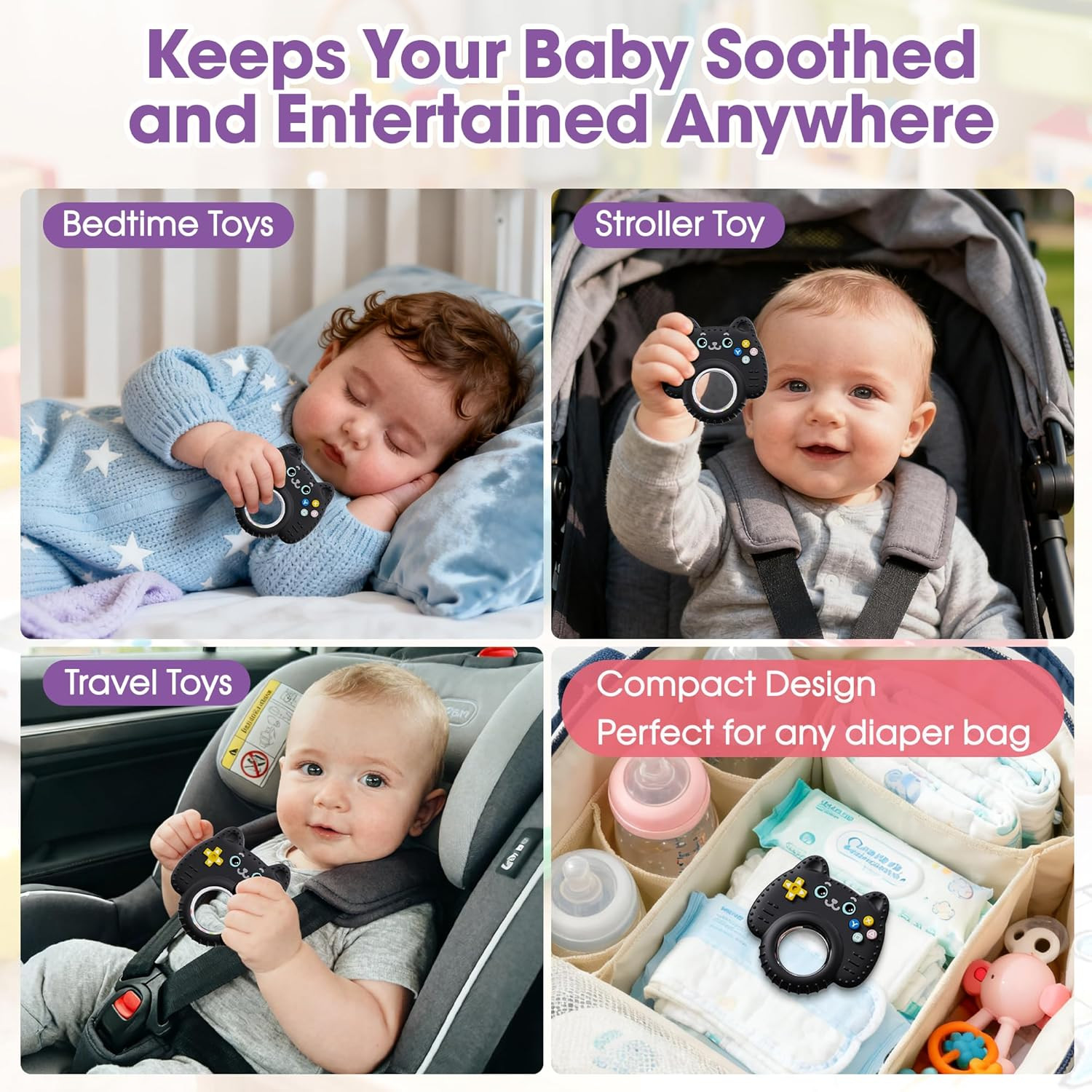 Teething Toys for Babies 0-6 6-12 Months, Remote Game Controller 3-In-1 Baby Tee