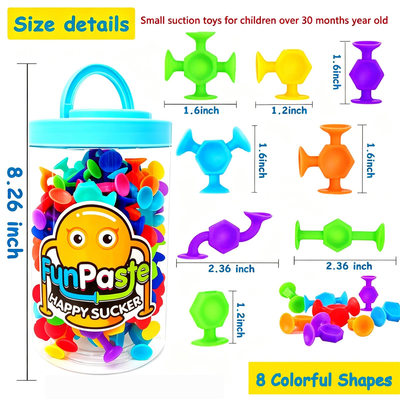 114pcs Suction Cup Toys, Bath Toys for Toddlers Travel Toy – Preschool Learni…
