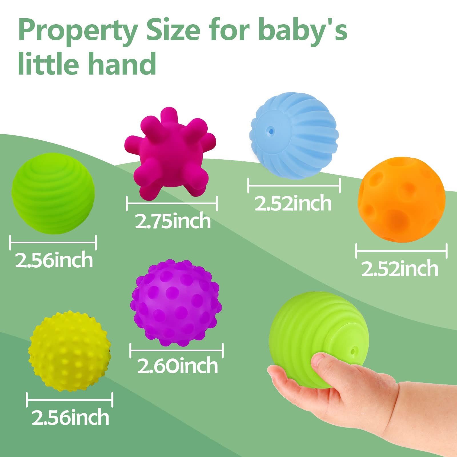 ROHSCE Sensory Balls for Baby Toys 6 to 12 Small, Multicolor