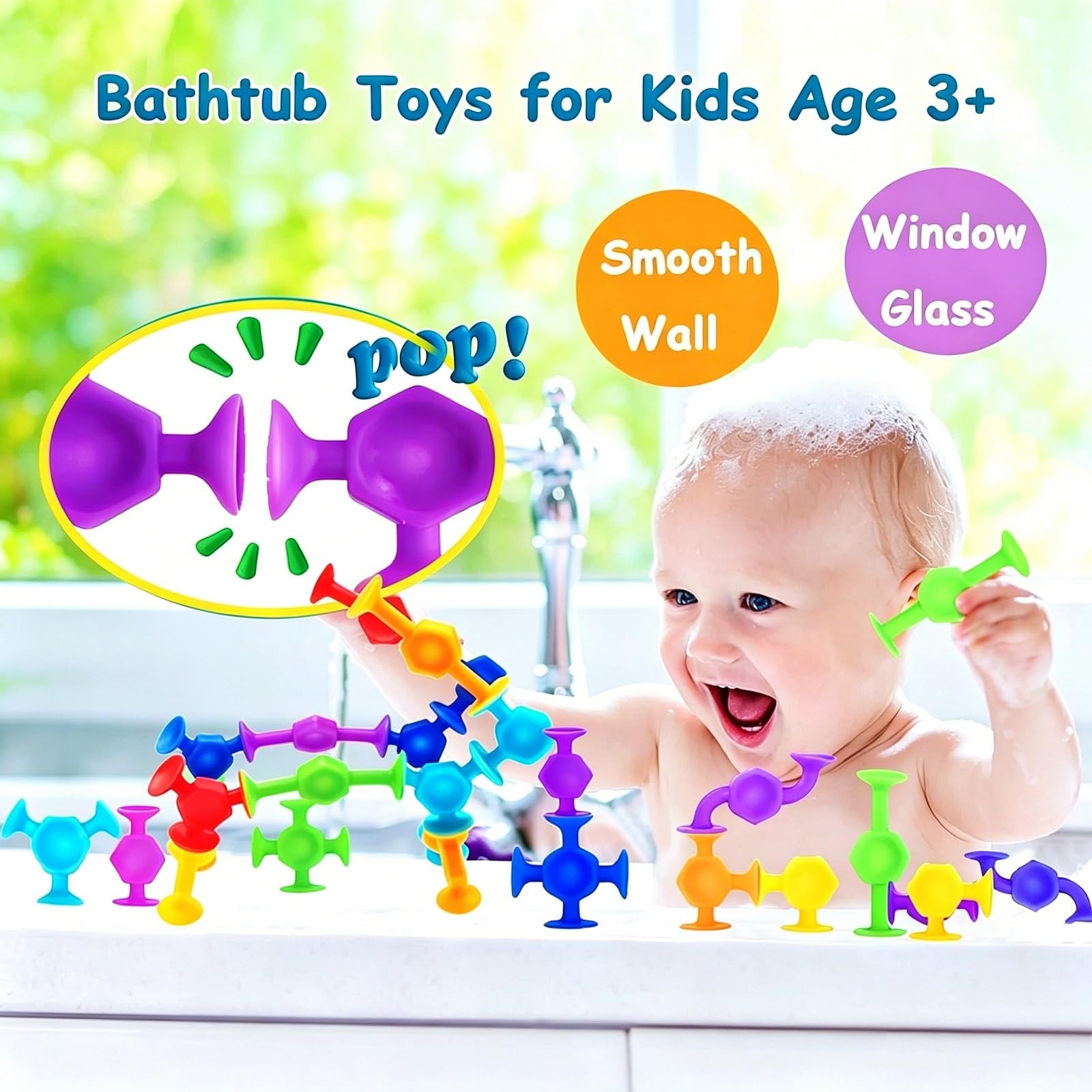 114pcs Suction Cup Toys, Bath Toys for Toddlers Travel Toy – Preschool Learni…