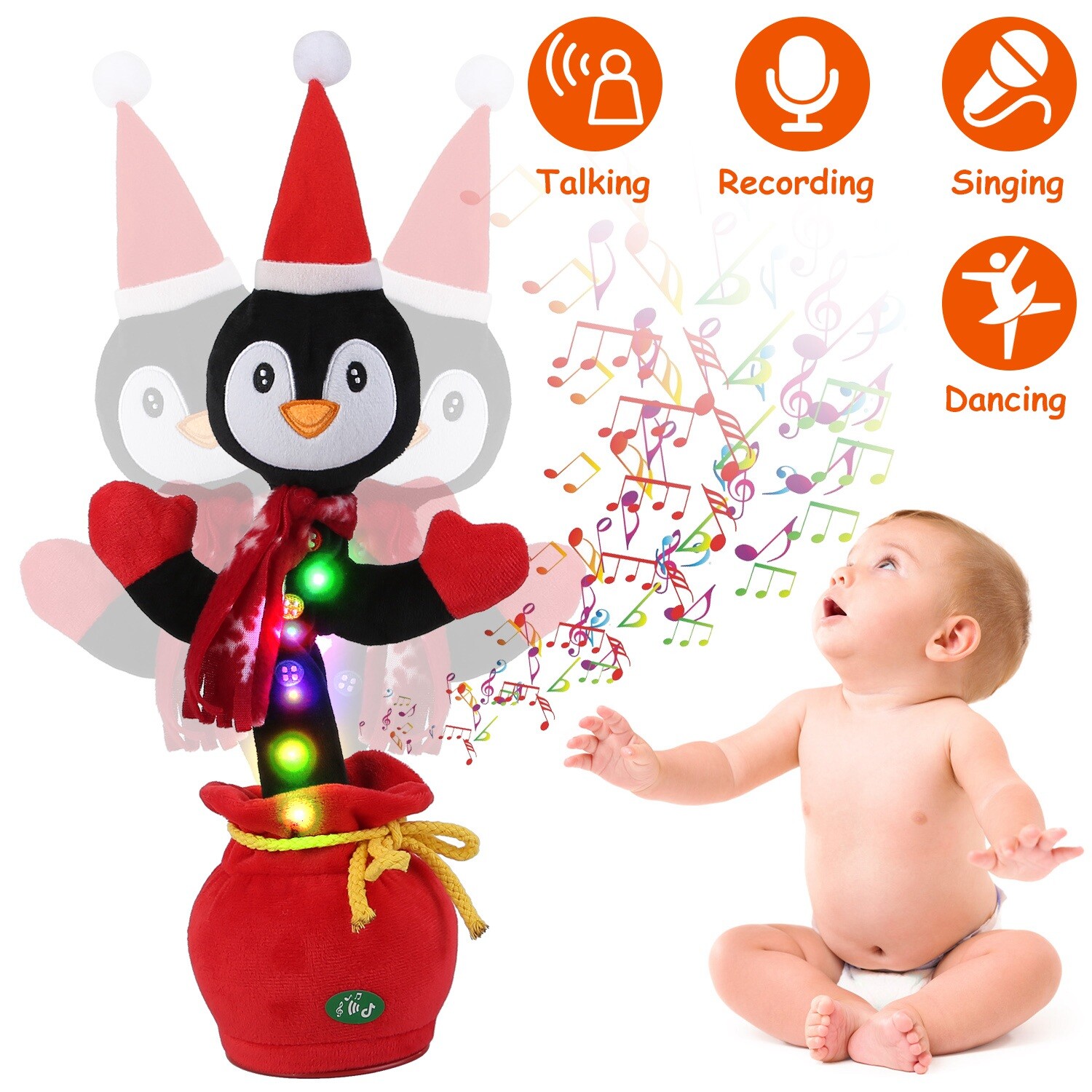 Electric Singing Dancing Toys with Lights Mimicking Xmas Gifts for Toddlers Kids