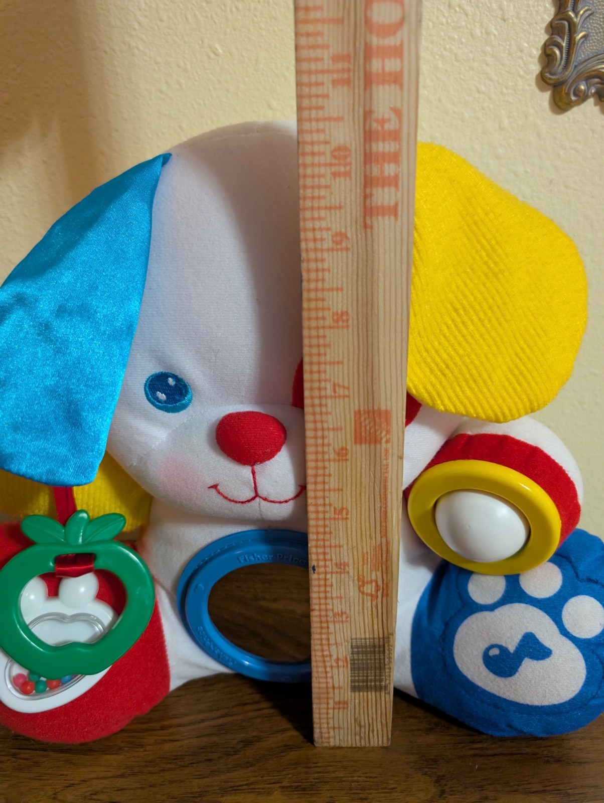 VTG Fisher-Price Discovery Puppy white Primary Colors 1992 Ball Rattle Mirror