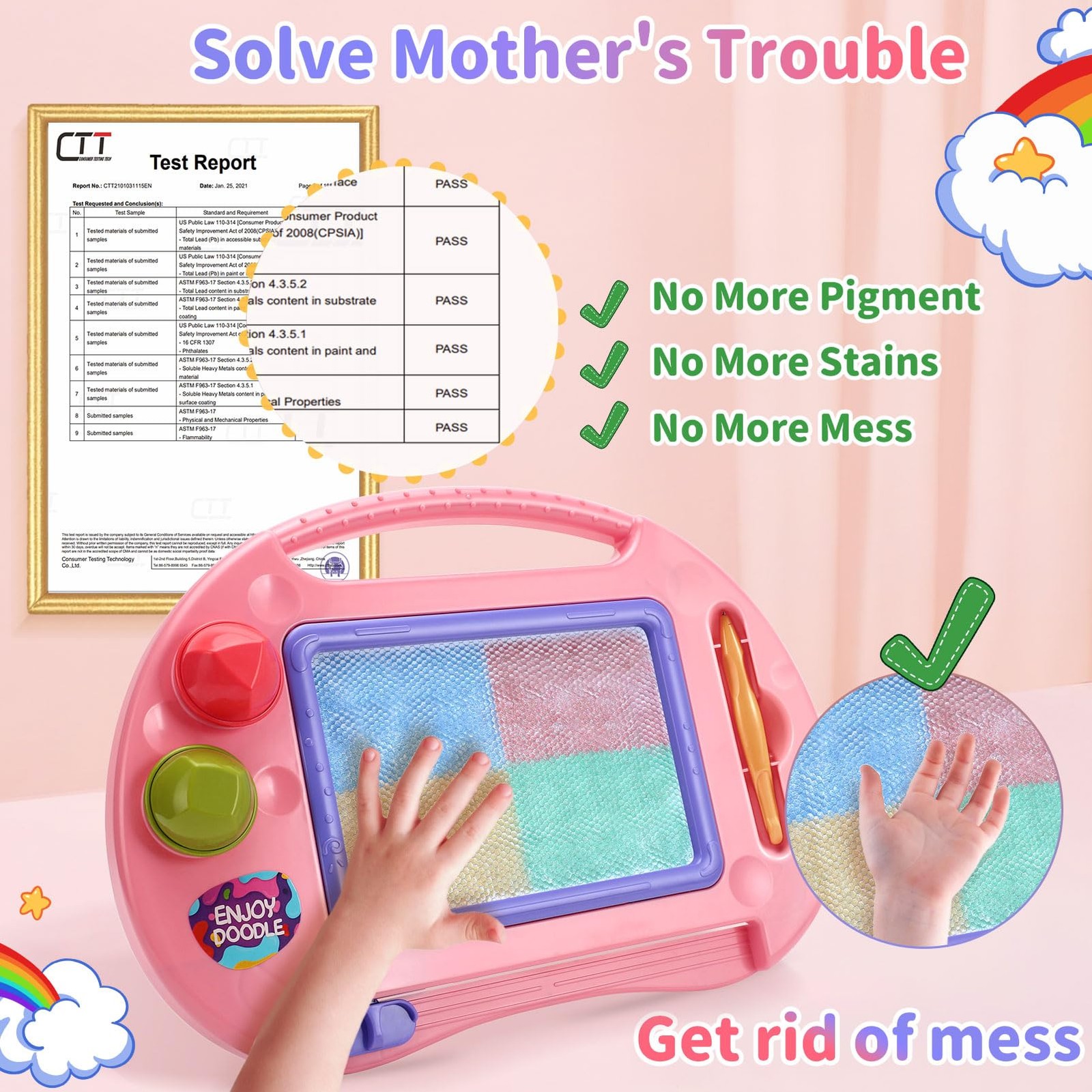 Erasable Doodle Board for Toddlers 2-3 Years, Educational Fine Motor Skills Toy