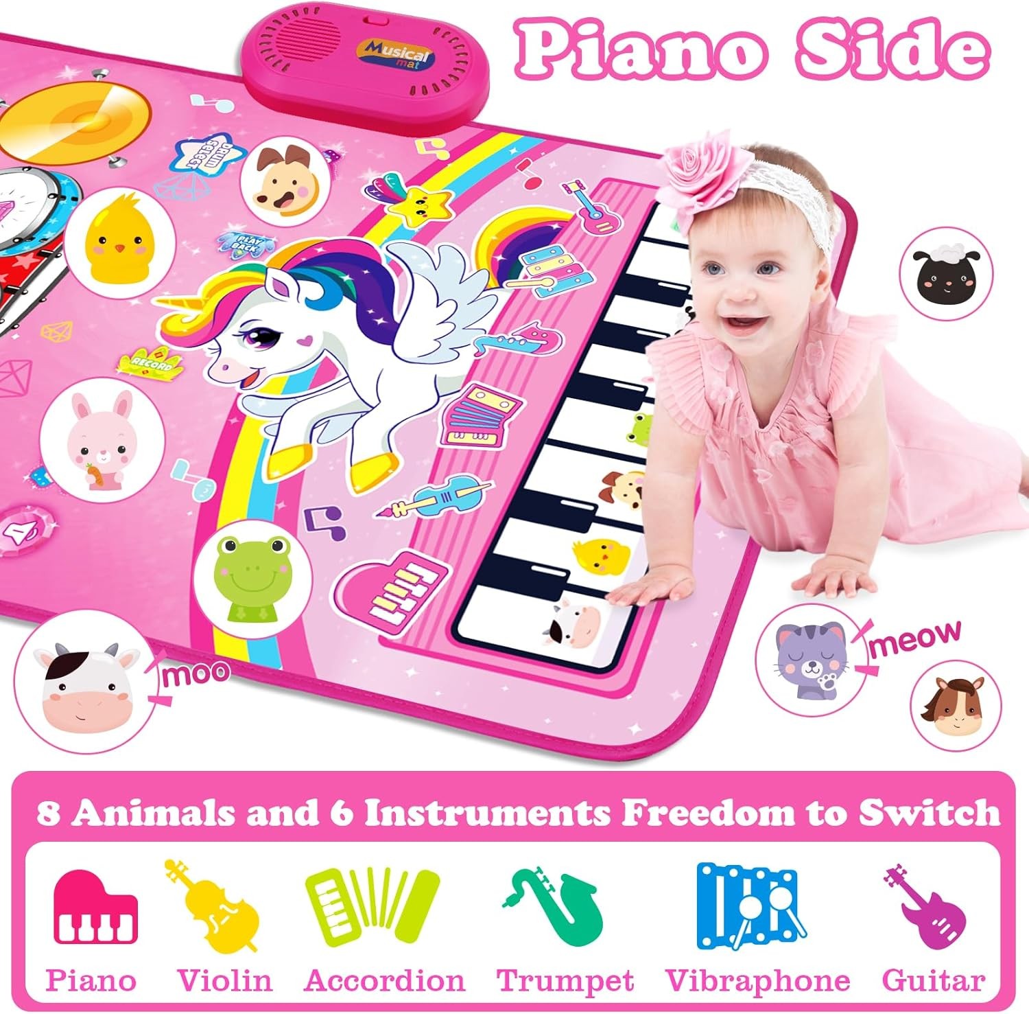 Toys for 1 Year Old Girl Gifts: Baby Musical Mat Toddler Age 1-2 – 3 in…