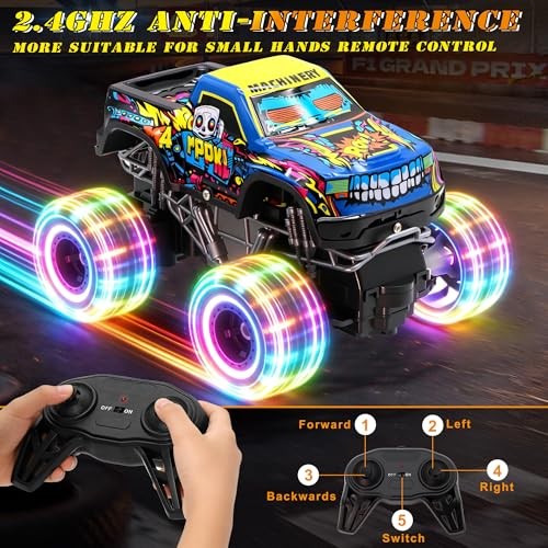Remote Control Monster Truck Toys for Kids, 1:20 Scale 2.4GHz RC Car with