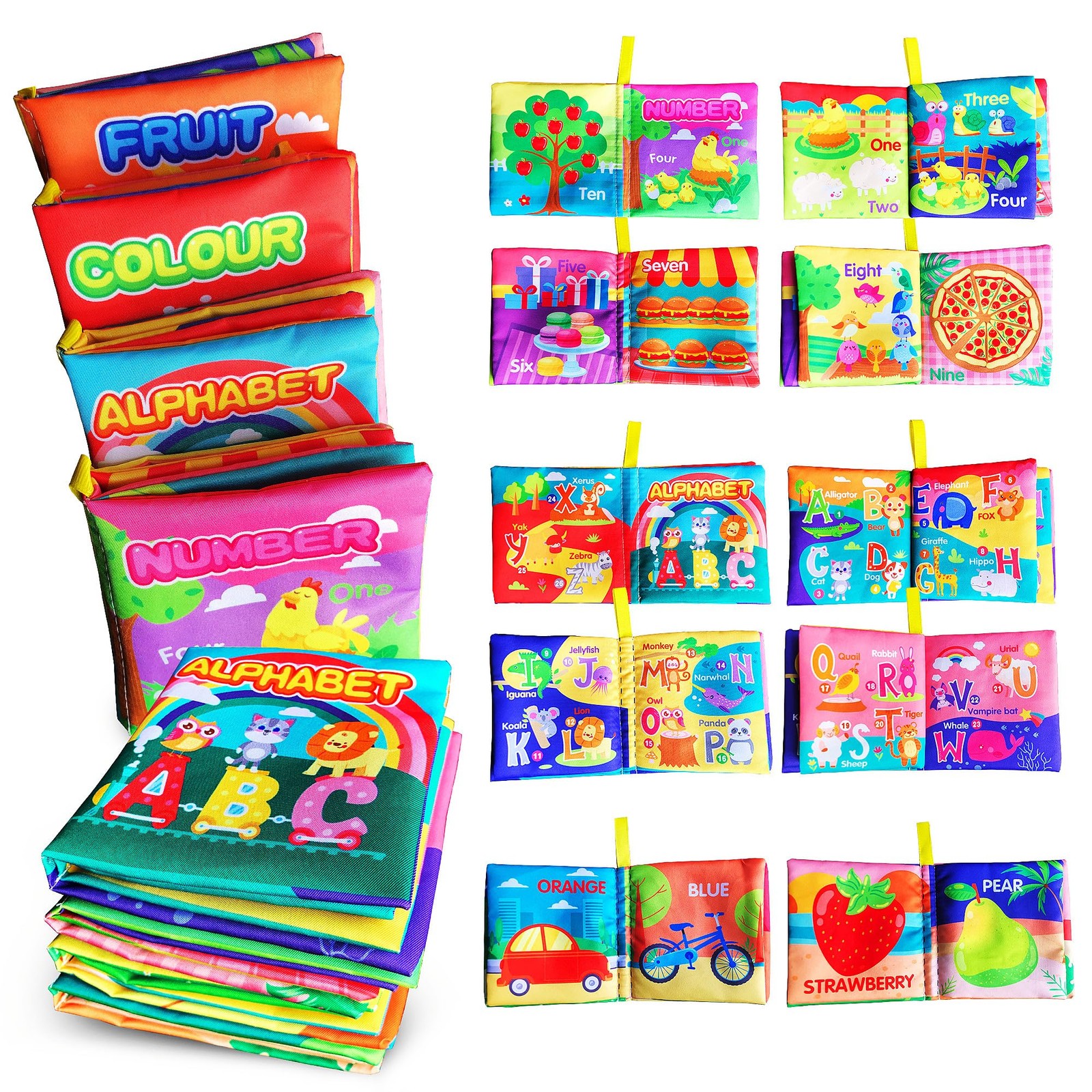 AMINFUN Soft Cloth Baby Books 4 Medium, Multicolor