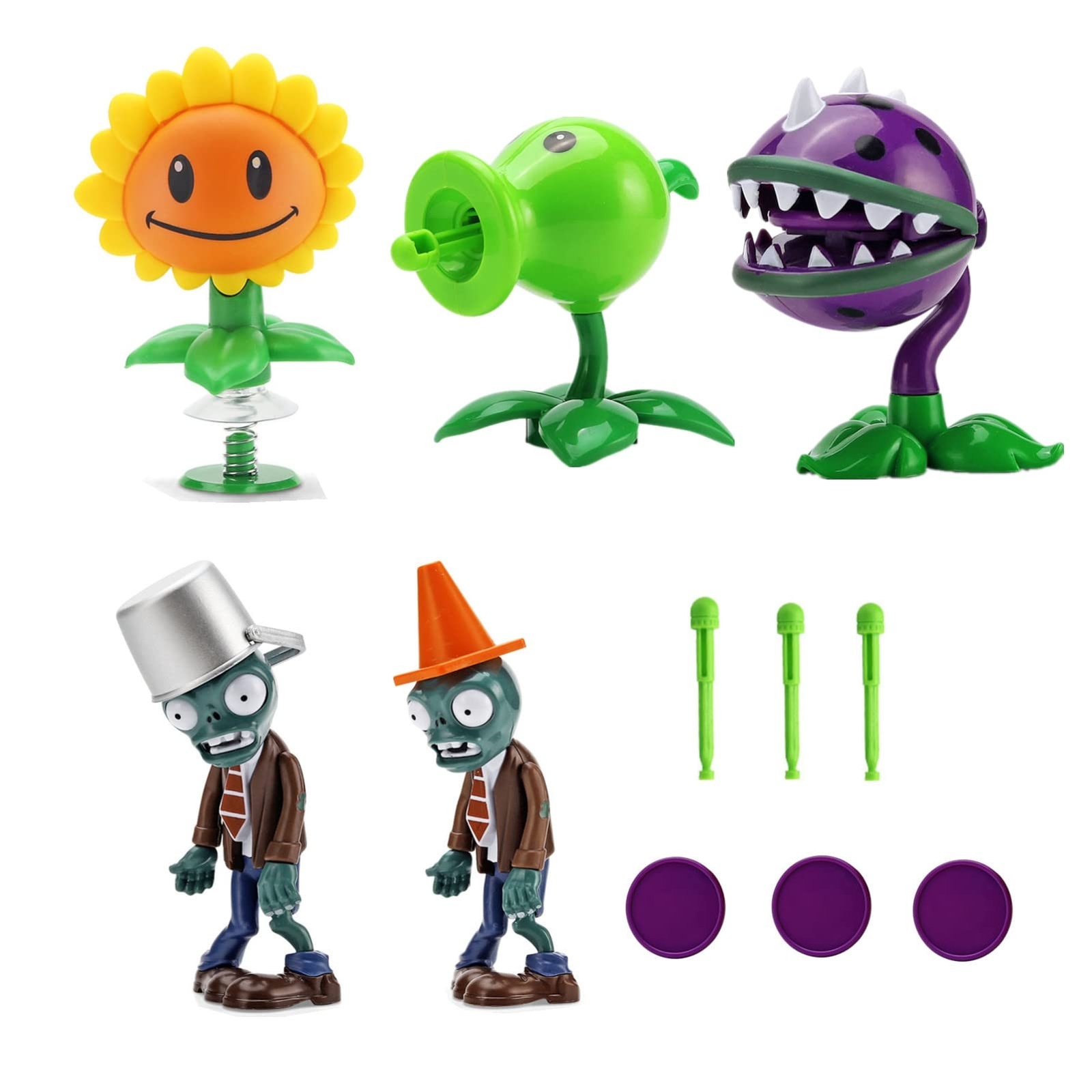 JHESAO 5 PCS Plants and Zombies Toys Action Figures Zombies PVZ Toys Set 1 2 …