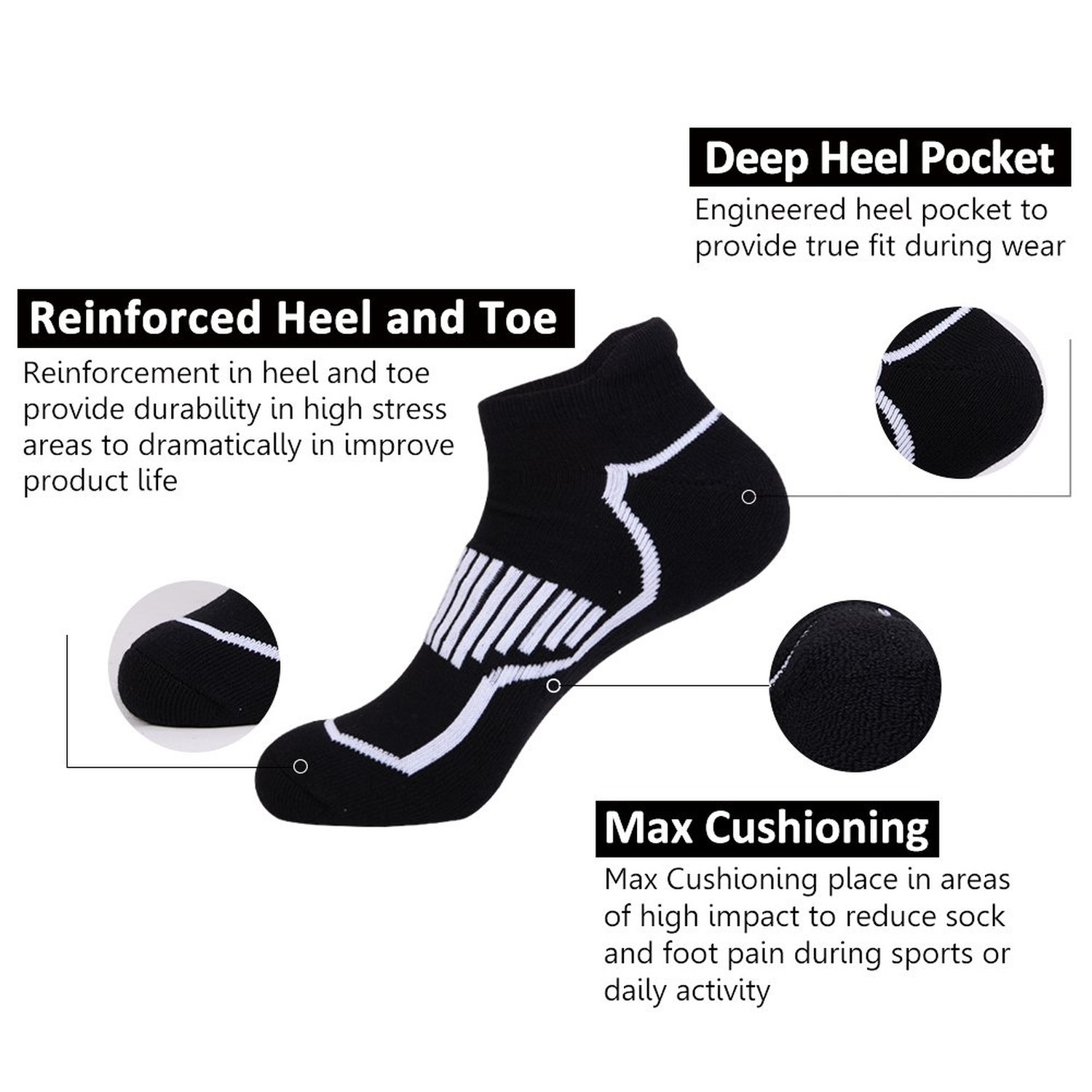 JOYNÉE Mens Low Cut Casual Socks 6 Pack Men Comfort Cushioning Ankle Athlet