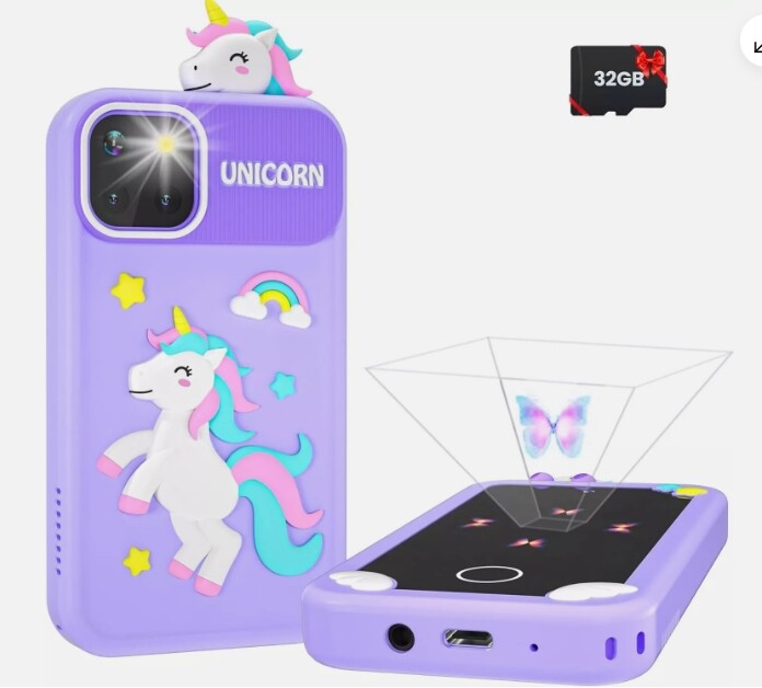 Kids Smart Phone for Girls with Holographic Pyramid ,32G Card fr 3-10 Boys Girls
