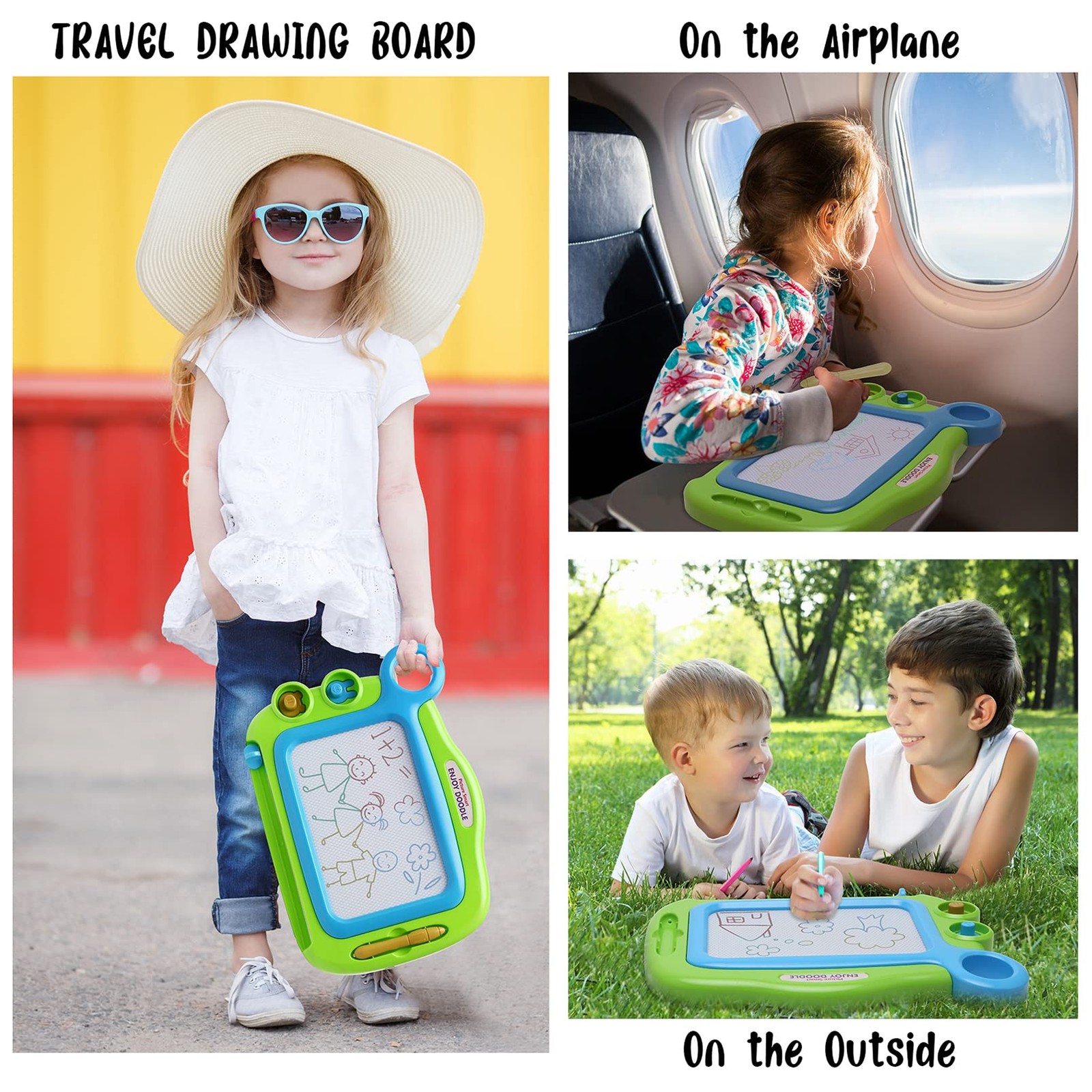 ALISKAGZE Magnetic Drawing Board for Toddlers Age 3-5, Green Erasable Doodle …