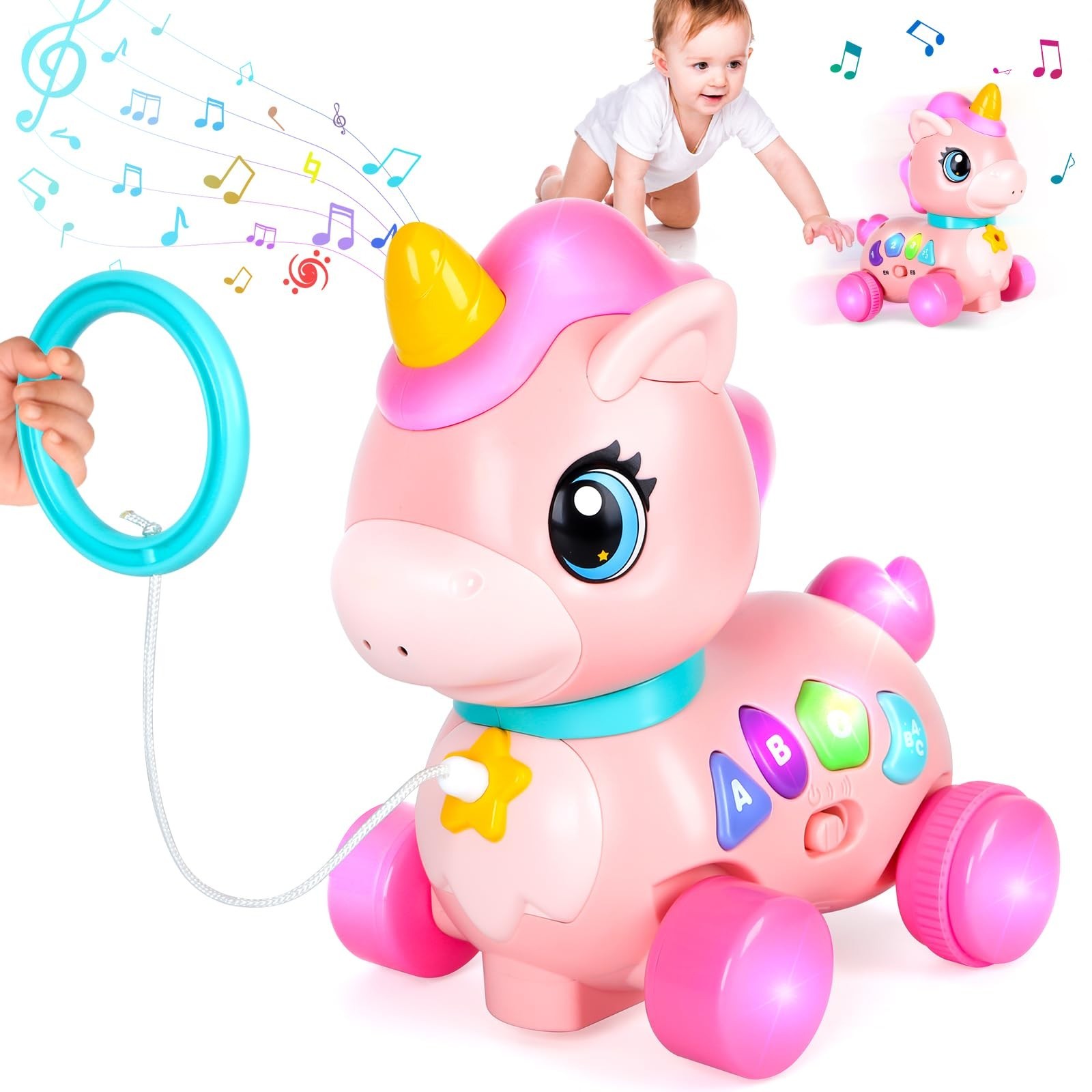 Baby Unicorn Toy 6-12-18 Months with Music & Lights Explore Bilingual…