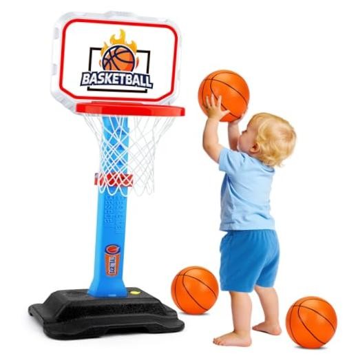 Toddler Basketball Hoop for Kids 1-3, Mini Adjustable Basketball Hoops Indoor