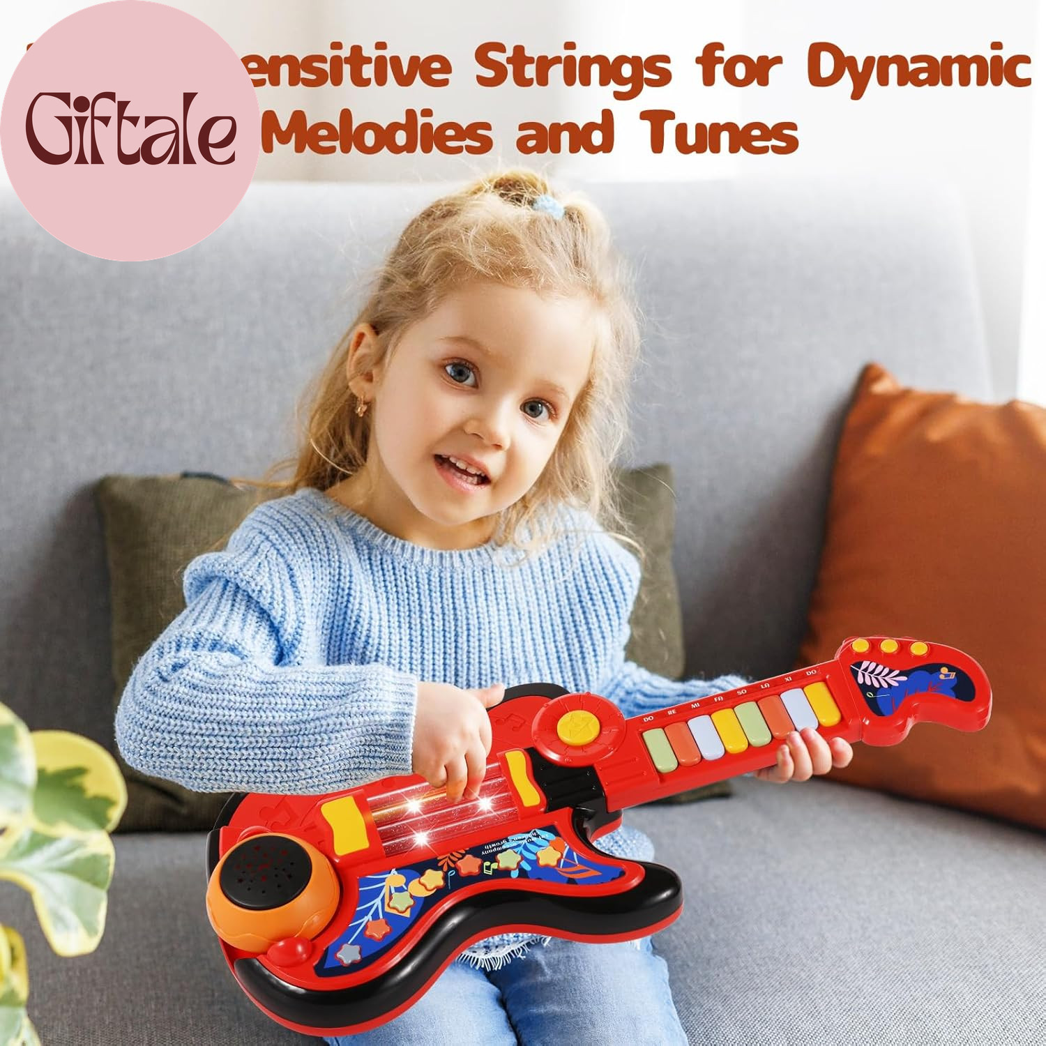 Kid Guitar, 4 in 1 Toddlers Guitar and Piano Guitars for Kids 3-5 with Strap Gui