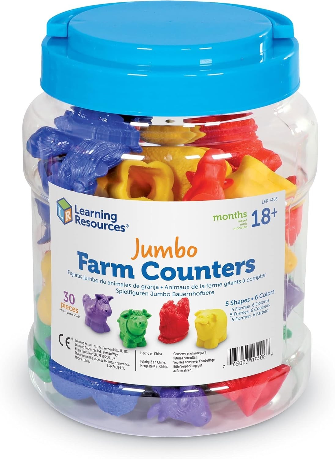 Multi-Color Jumbo Farm Counters – 30 Piece Educational Toy for Imaginative Play