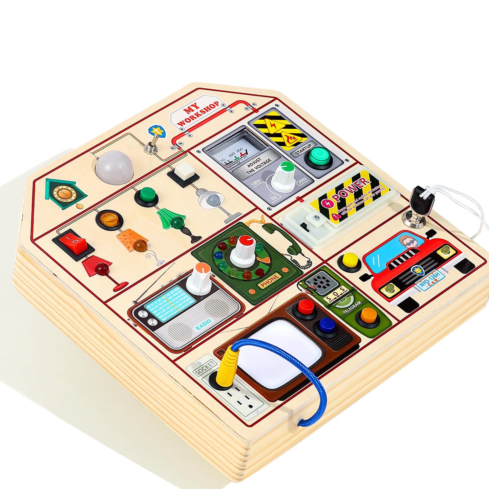 Montessori Wooden Busy Board for Toddlers 3 4 5 Years Old, Wooden Sensory Tod…