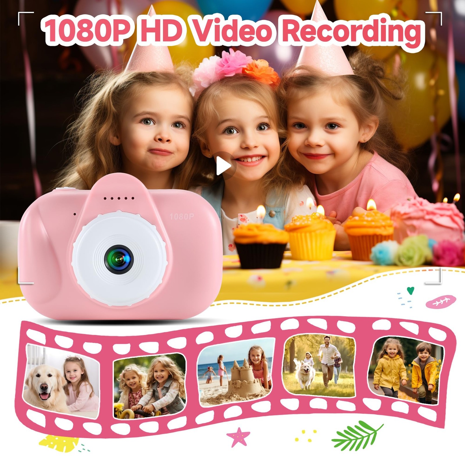 Kids Camera Toddler Toys for Girls Boys 3 4 5 6 7 8 9 Year Old Girls, Video C…