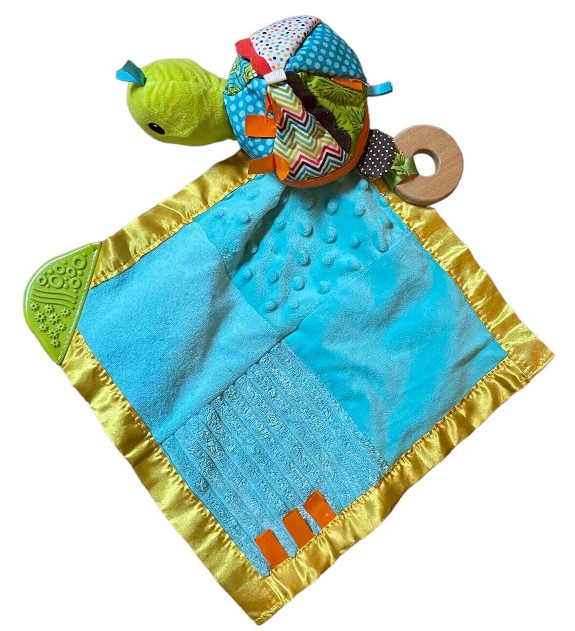 Lovey Turtle Sensory Activity Blanket Teether Rattle Security Blanket Baby Toy