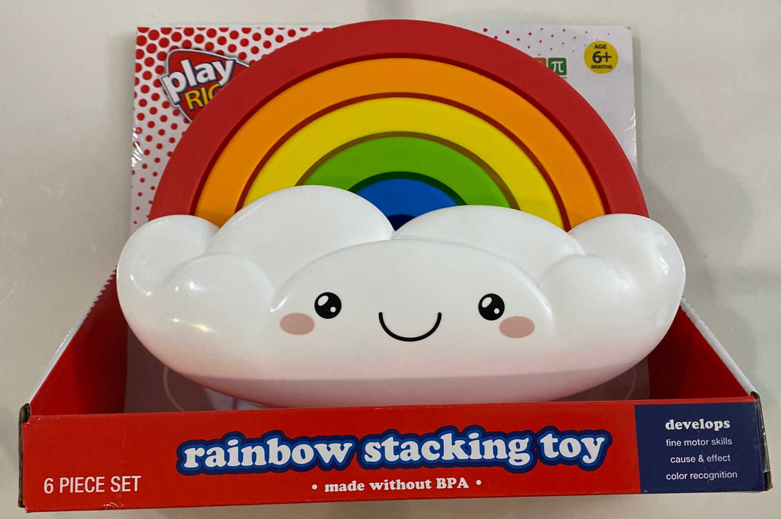 Play Right Rainbow Stacking Toy Develops Fine Motor Skills Etc 6 Piece Set NEW