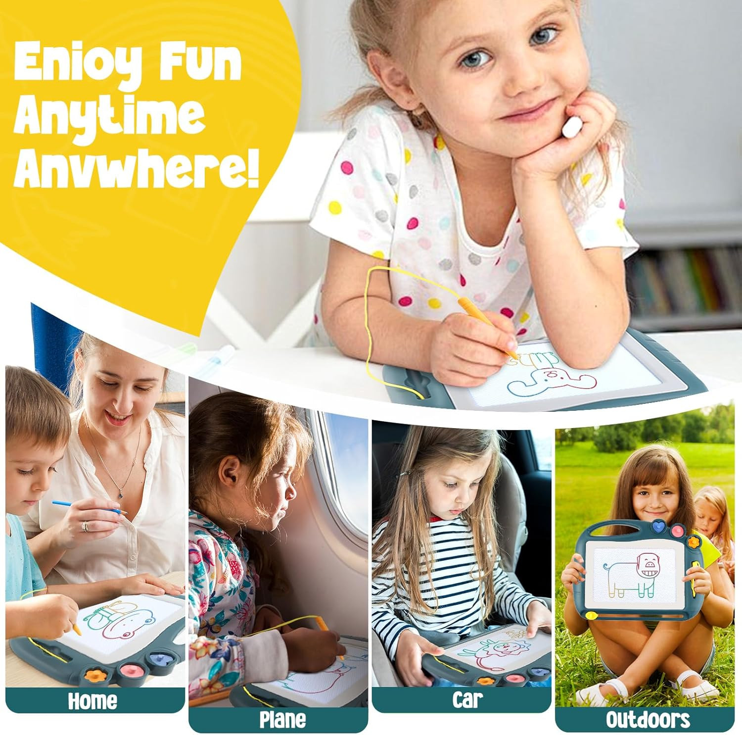 Magnetic Drawing Board, Toddler Toys for Age 1 2 3 Boys Girls, Sketch Pad, Birth