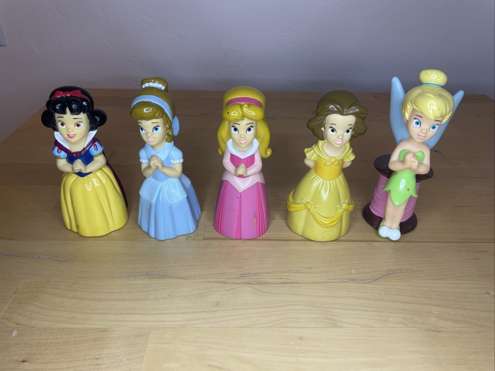 Lot of 5 Disney Princess Vinyl Bath Toys, Toddler Play, 5”