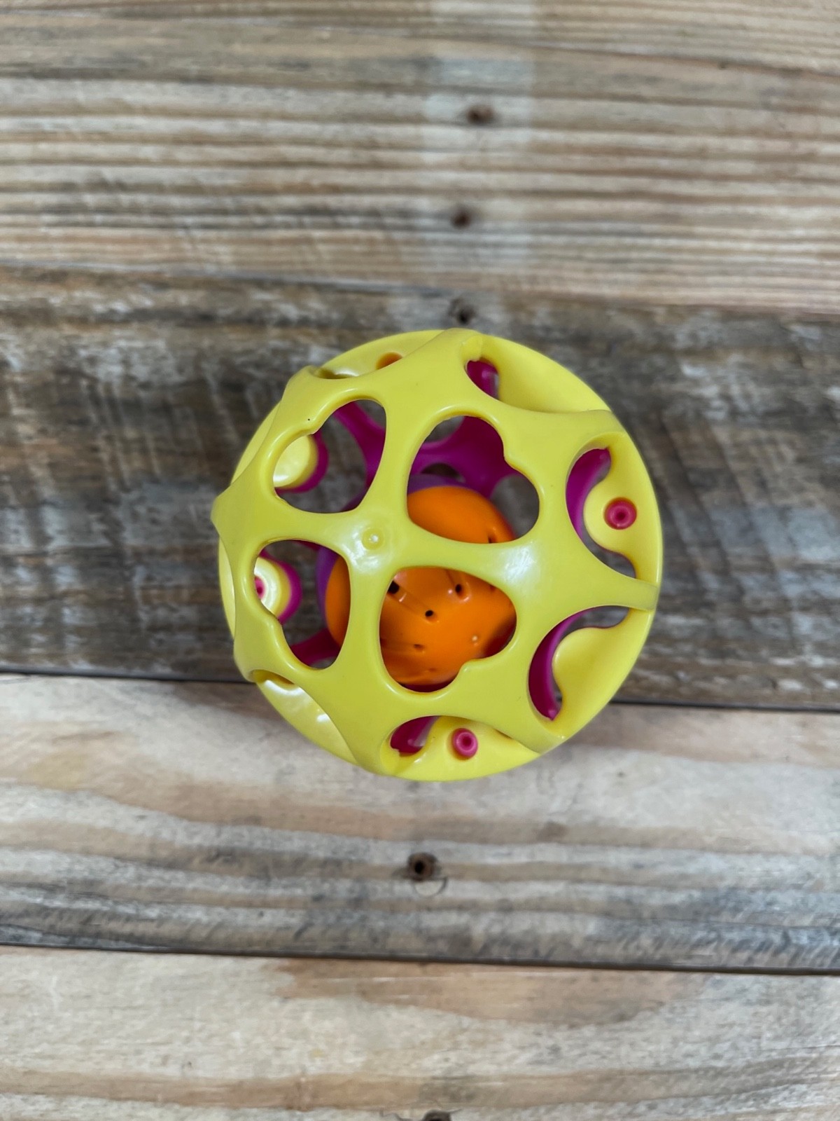 Pink Yellow Jingle Ball Rattle Infant Kid Crawling Motor Skills Rolling Baby Toy