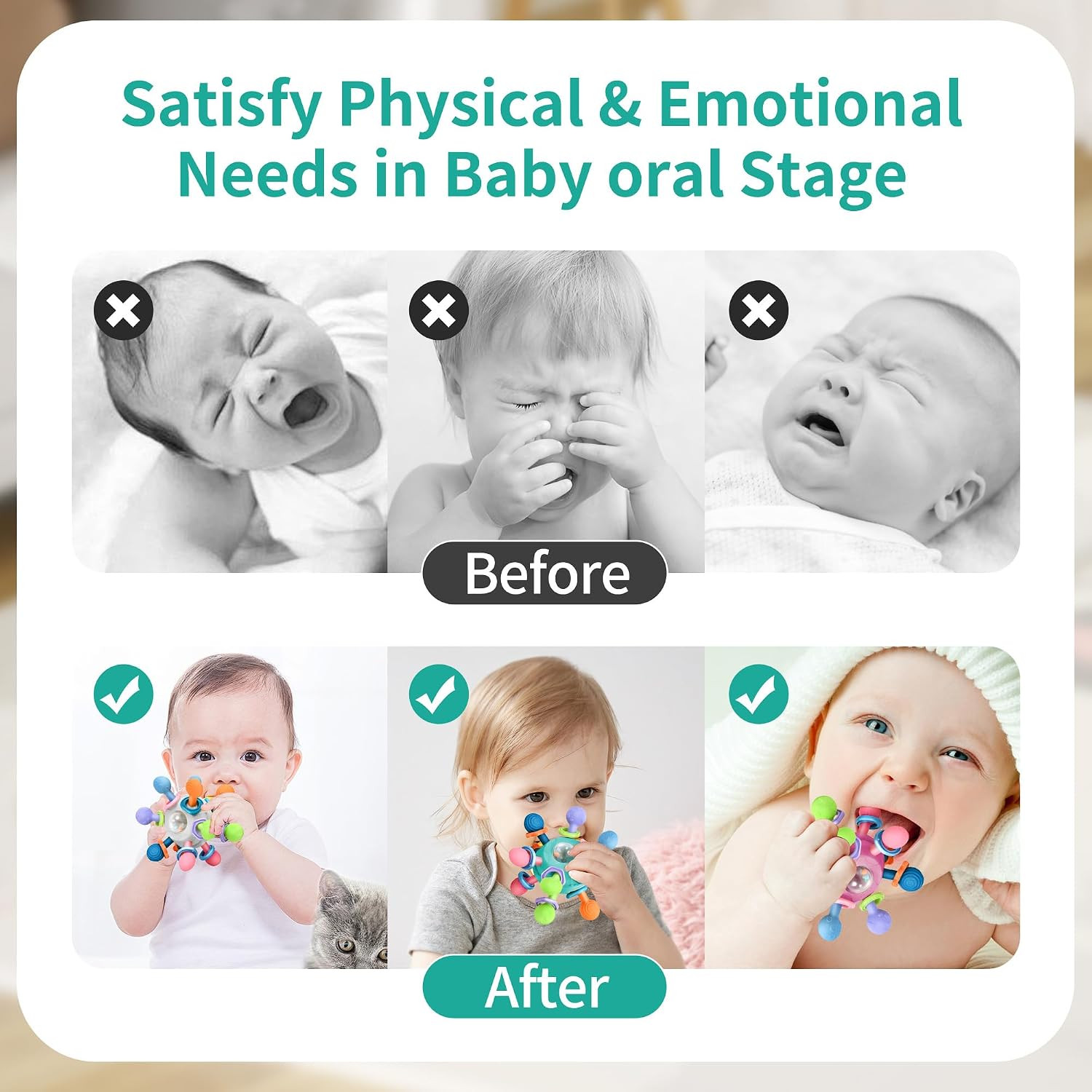 Baby Montessori Teething Toys for 0-6 6-12 Months BPA Free Sensory Toys for Babi