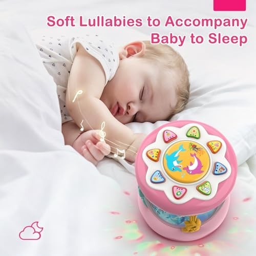 Baby Girls Toys 0-6 Months, Ocean Rotating Projector Music Light Up Newborn…